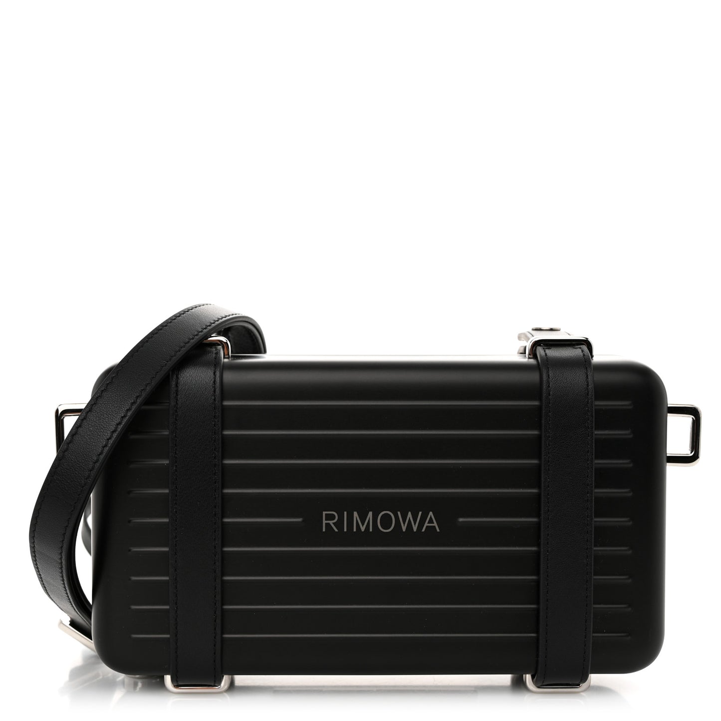 X RIMOWA Aluminum Personal Clutch On Strap Black
