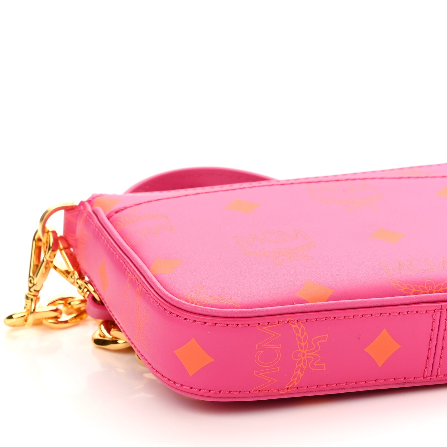 Calfskin Color Splash Mini Pouch on Chain Pink