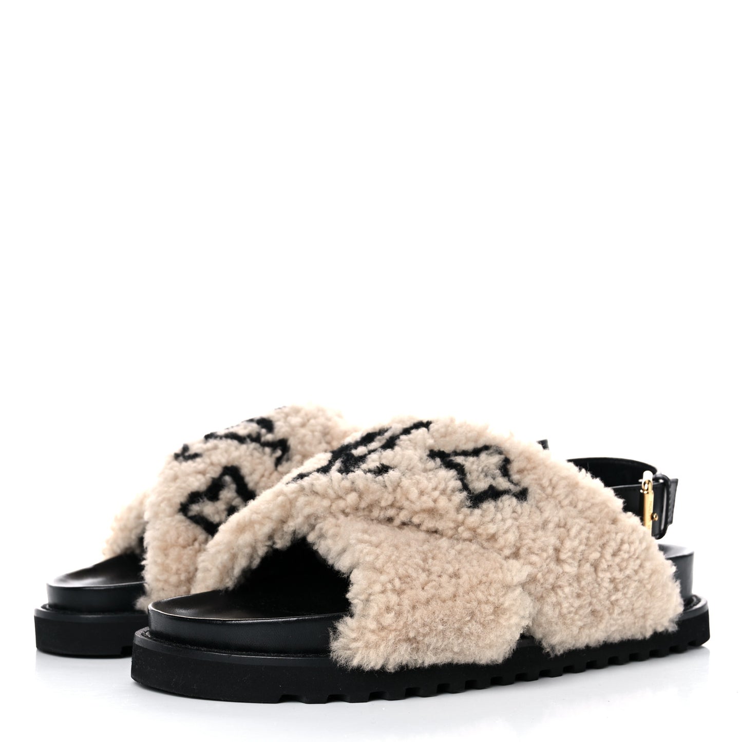Shearling Paseo Sandals 40 Black