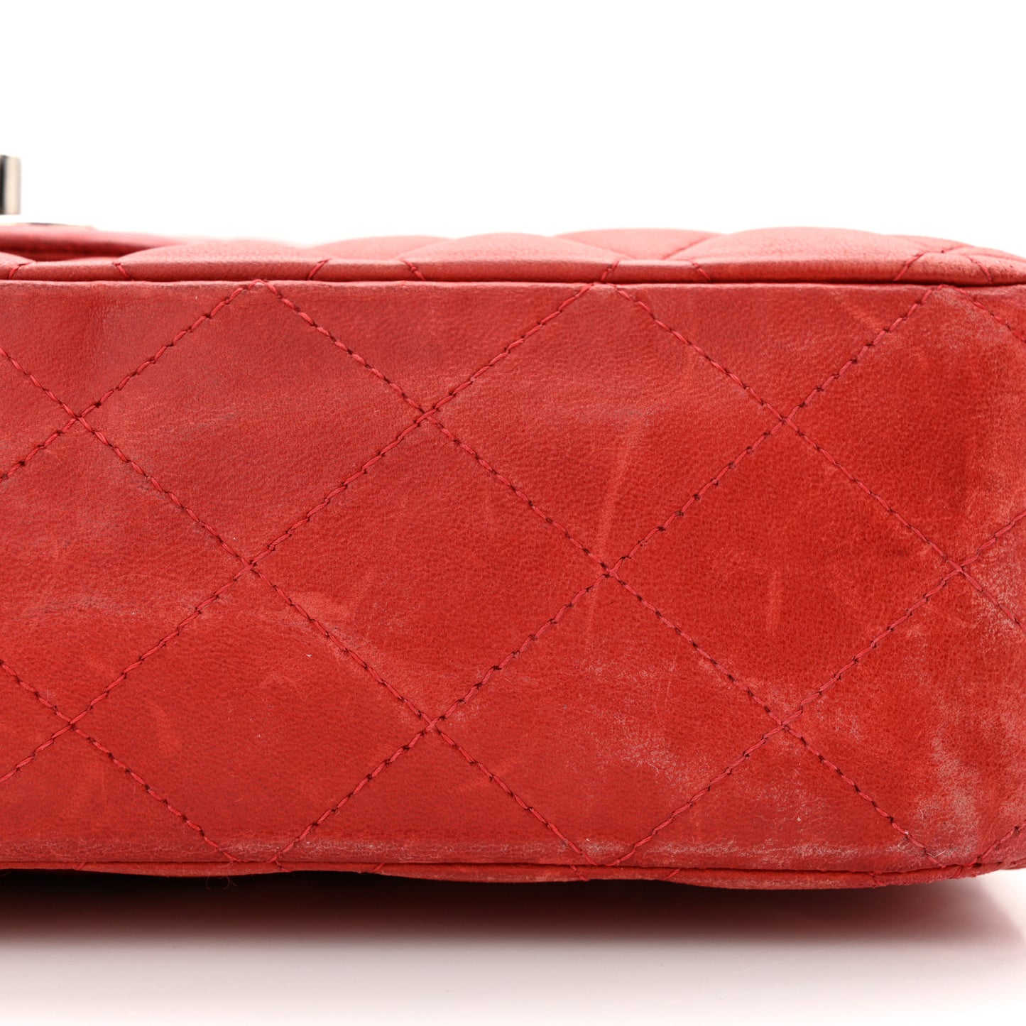 Lambskin Quilted Medium Double Flap Red
