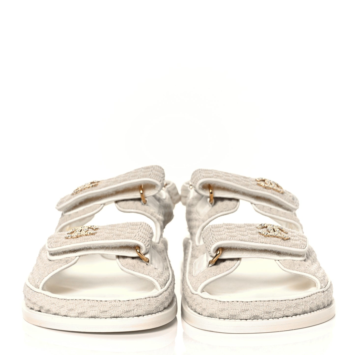 Knit Fabric Velcro Dad Sandals 41 Ivory