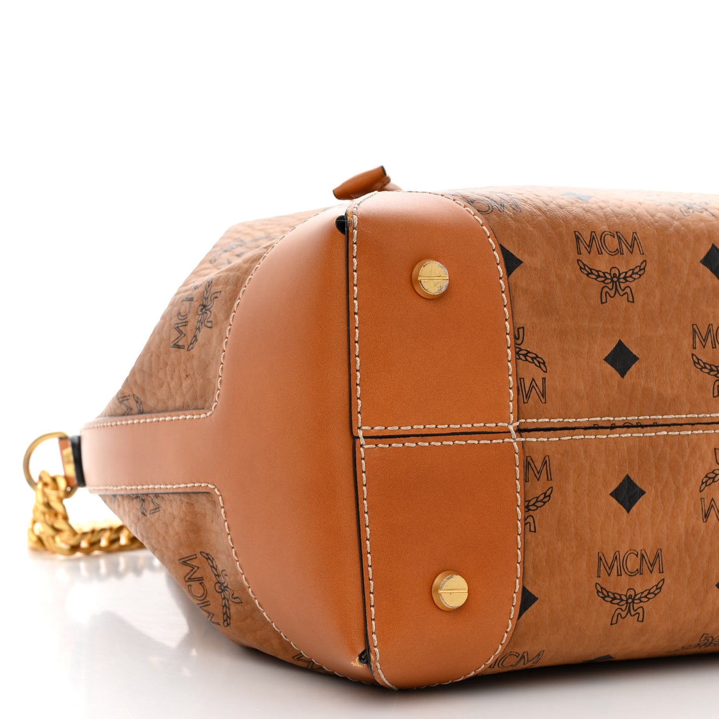 Visetos Small Soft Berlin Drawstring Bucket Bag Cognac