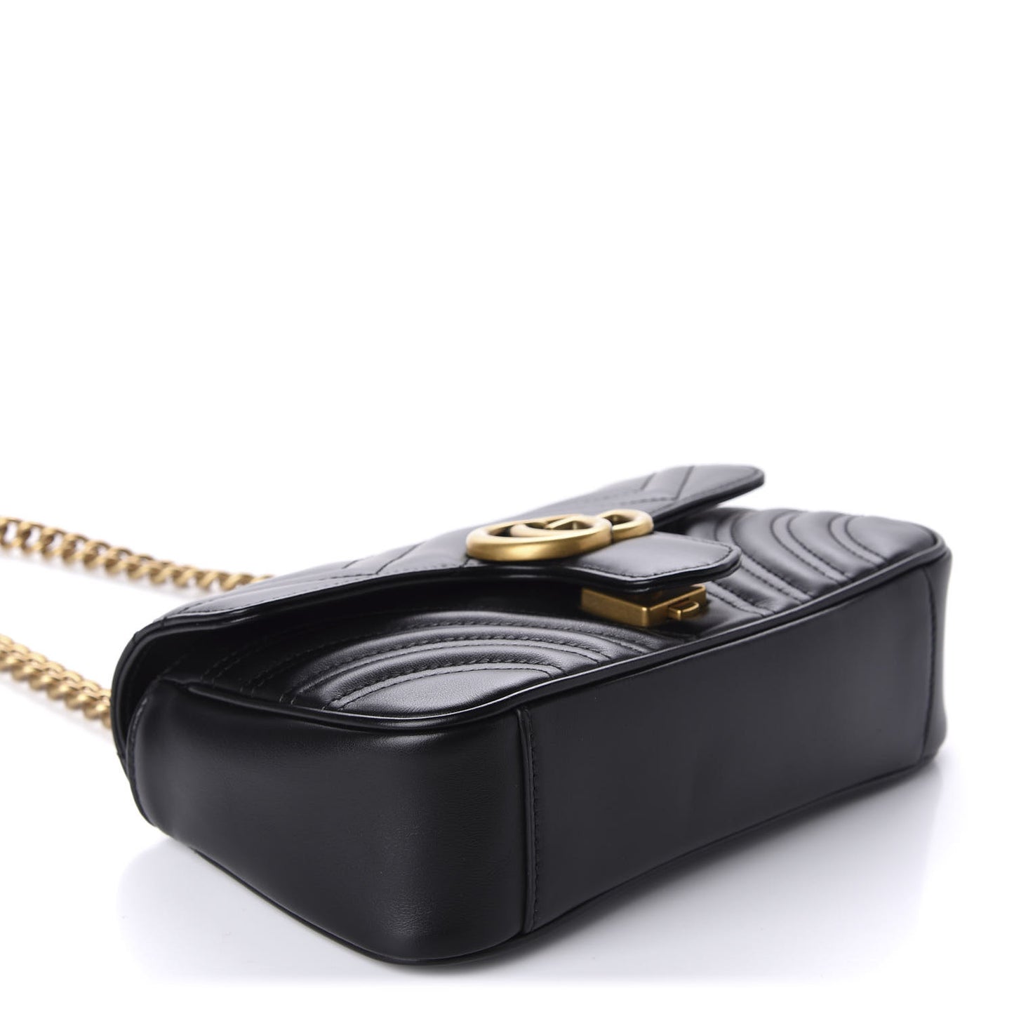 Calfskin Matelasse Mini GG Marmont Shoulder Bag Black