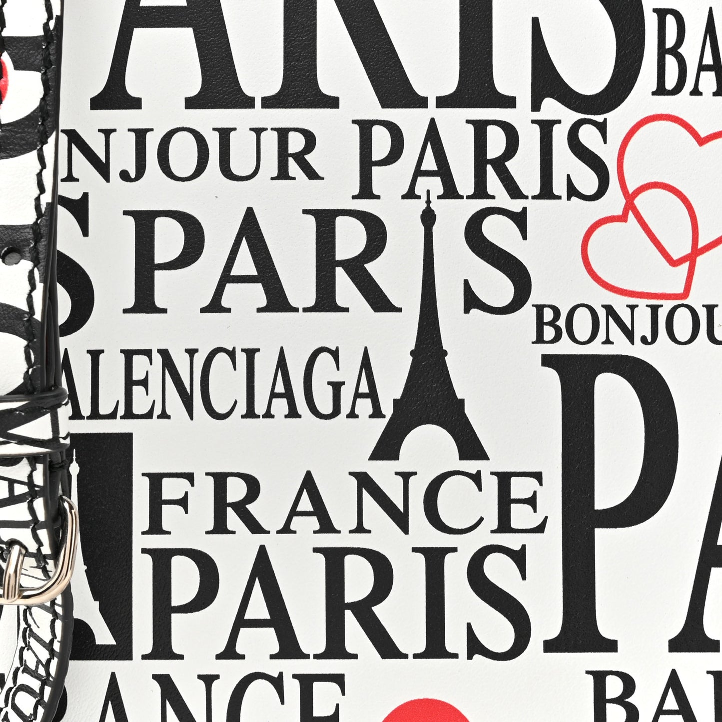 Calfskin Bonjour Paris Print Shopping Phone Holder Bag Paris Bonjour