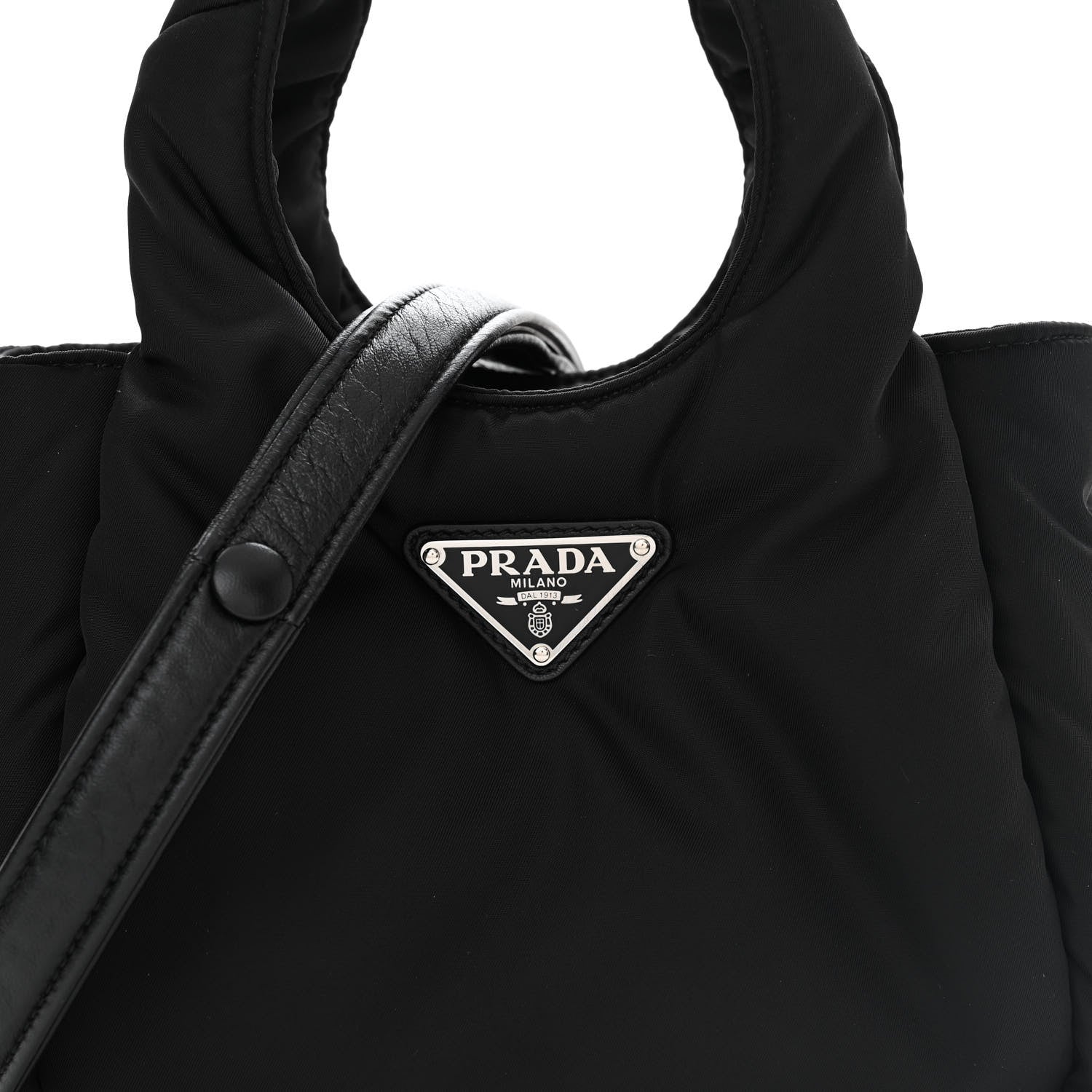 Prada Re-Nylon Soft Padded Small Double Handled Shoulder Bag Black 7 of 10