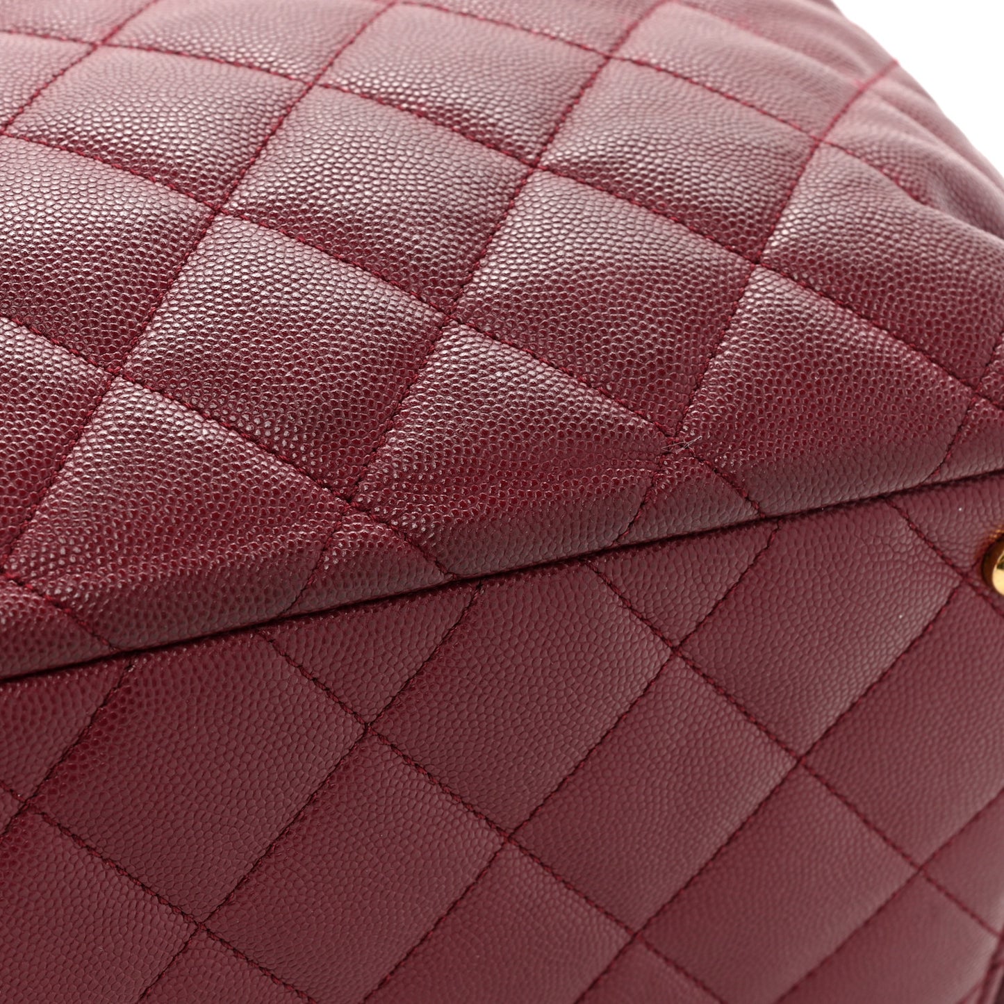 Caviar Quilted Shopping Tote Dark Burgundy