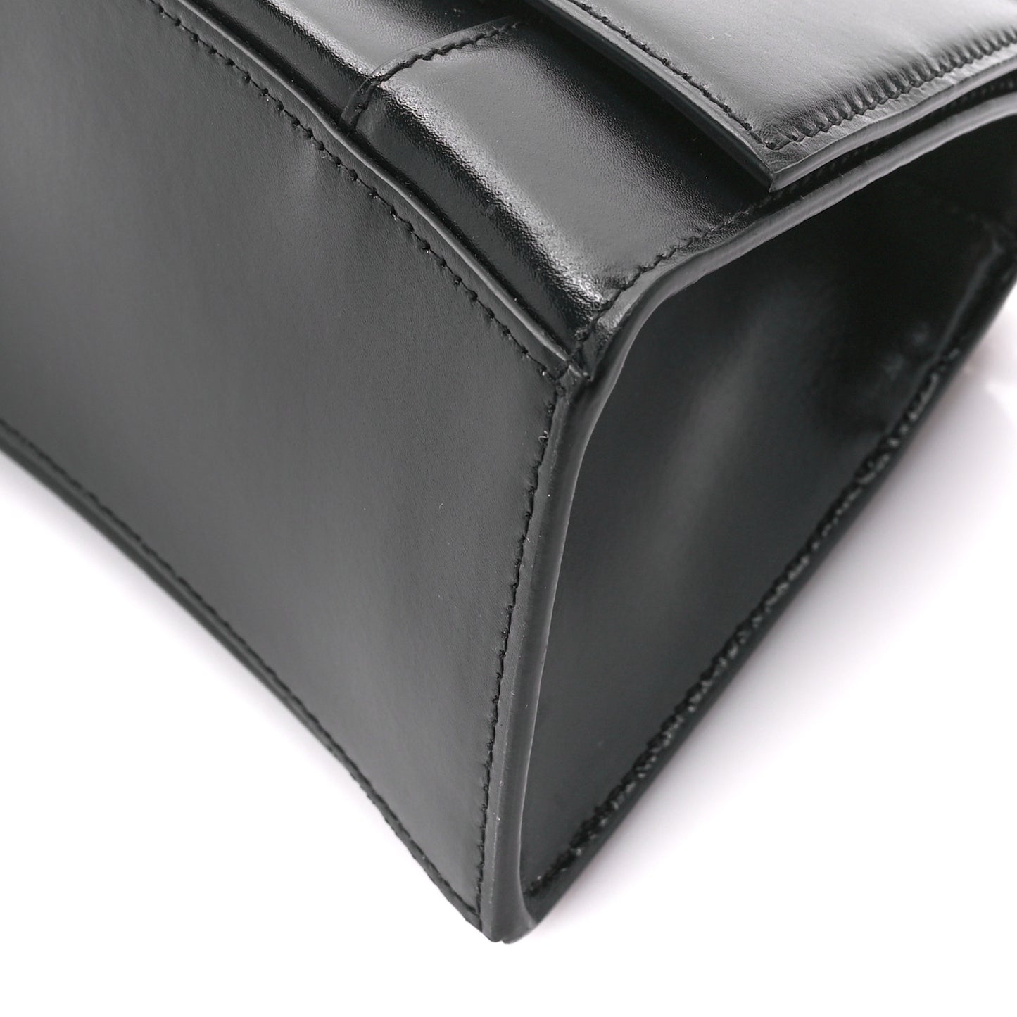 Shiny Box Calfskin Small Hourglass Top Handle Bag Black
