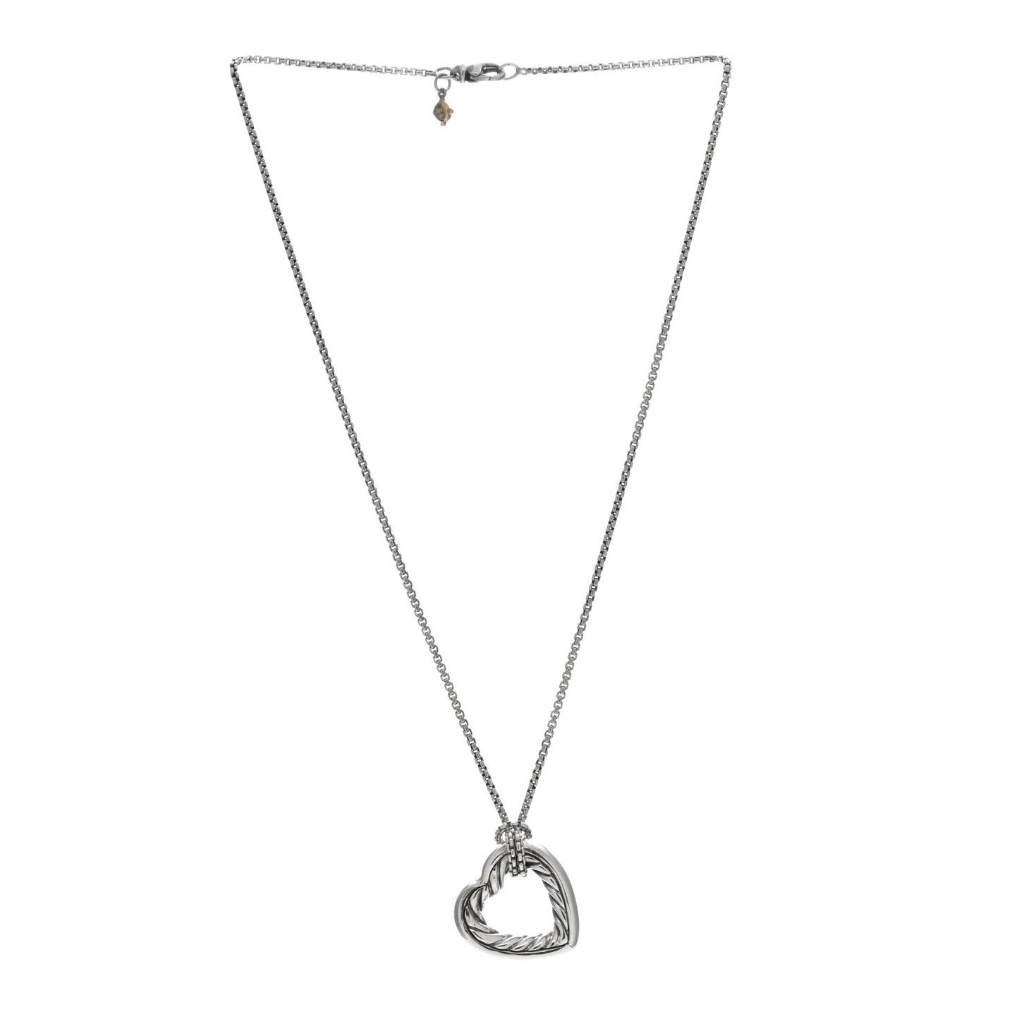 Sterling Silver 18K Yellow Gold Large Open Heart Cable Necklace