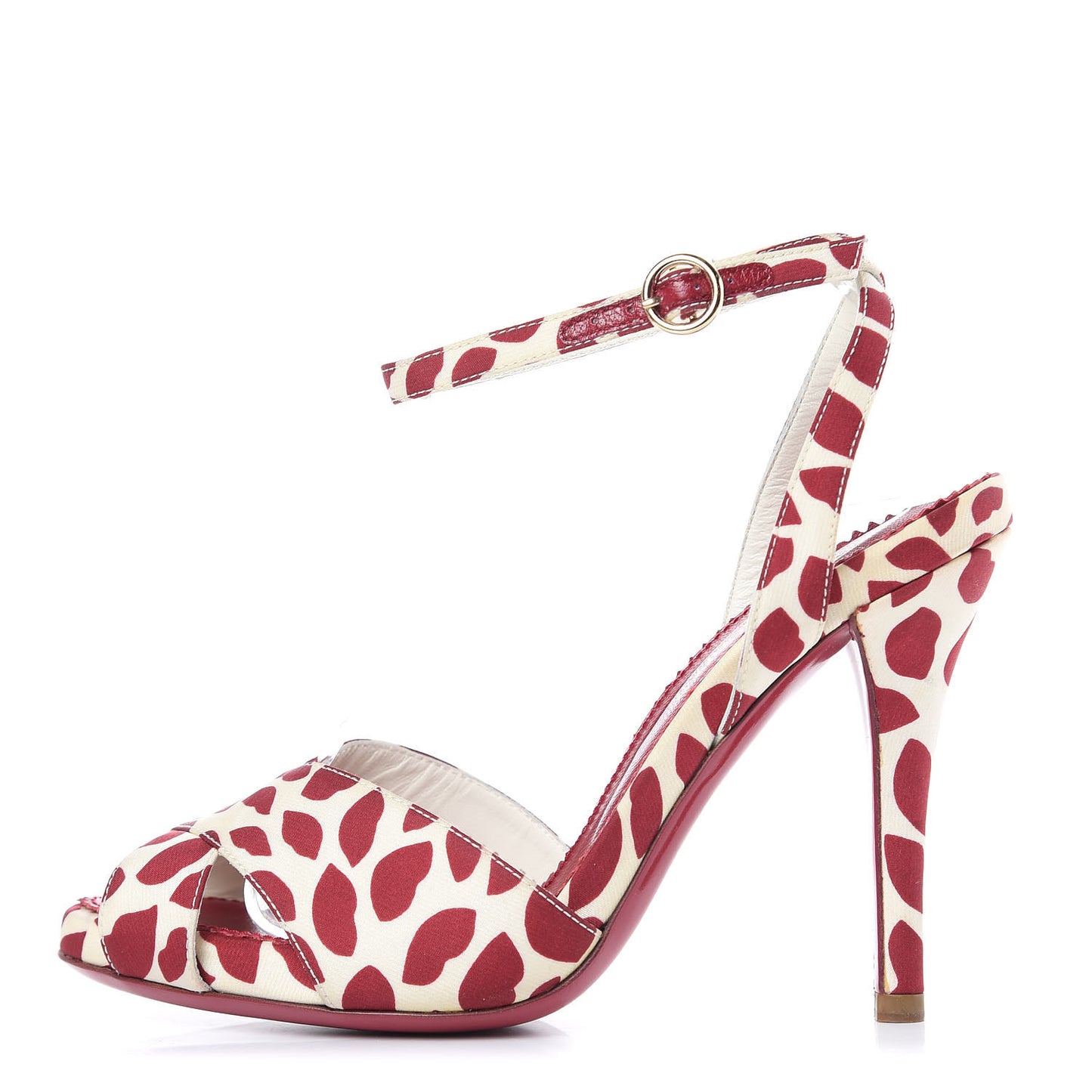 Canvas Lip Print Eva 95 Cross Sandals 35.5 Cherry