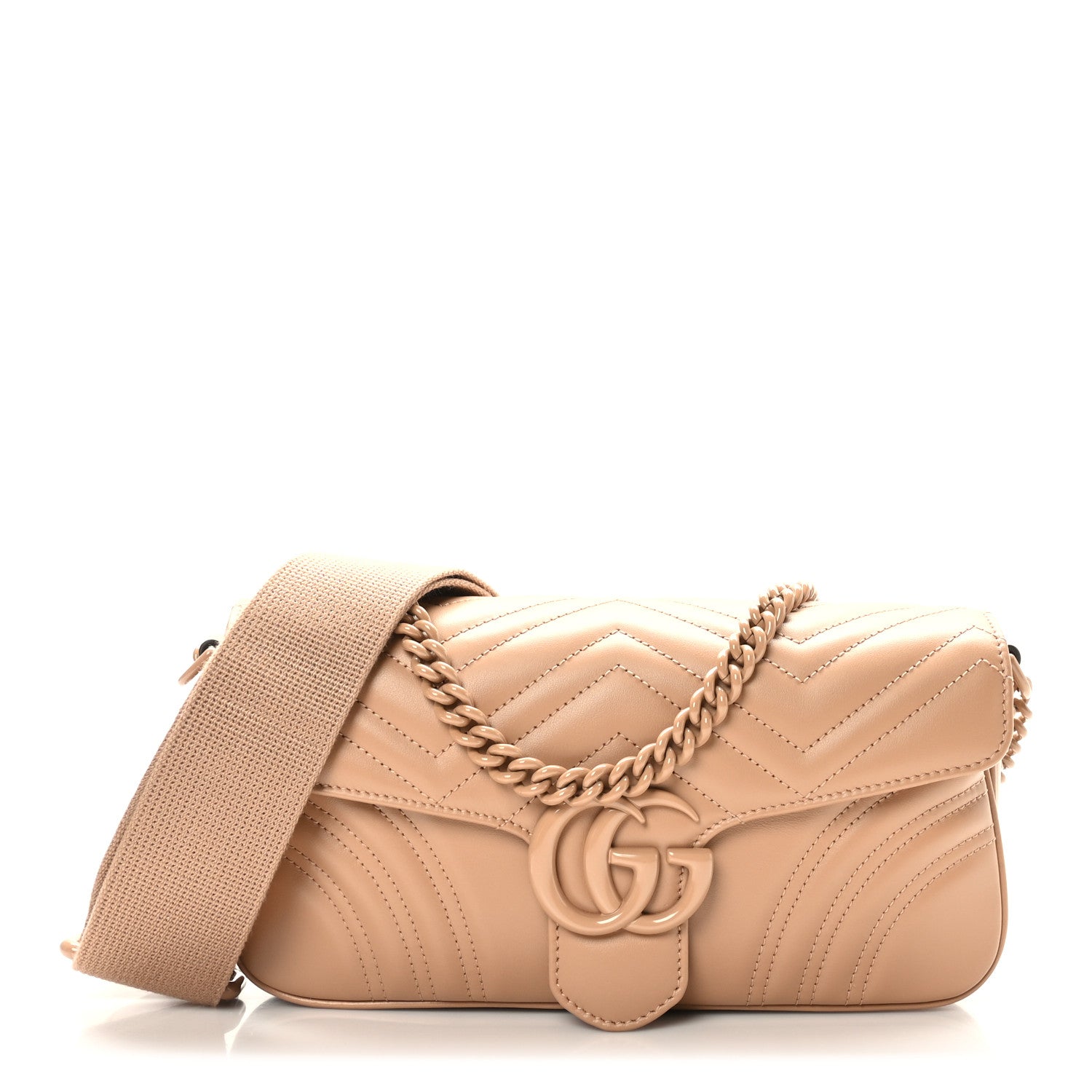 Gucci Calfskin Matelasse Monochrome GG Marmont Crossbody Shoulder Bag Camelia Winter Rose 1 of 10