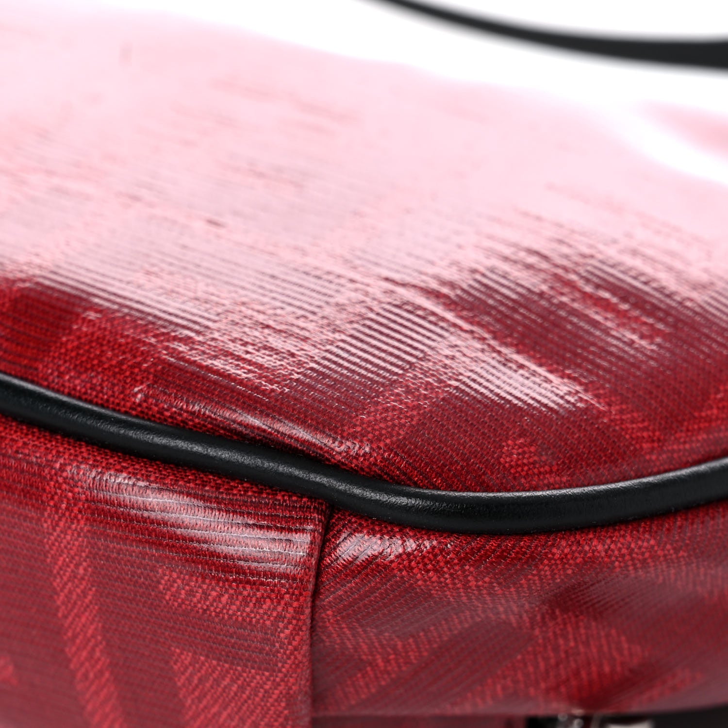 Fendi Glazed Fabric Vitello Century FF 1974 Stamp Patch Pocket Belt Bag Rosso 11 of 12