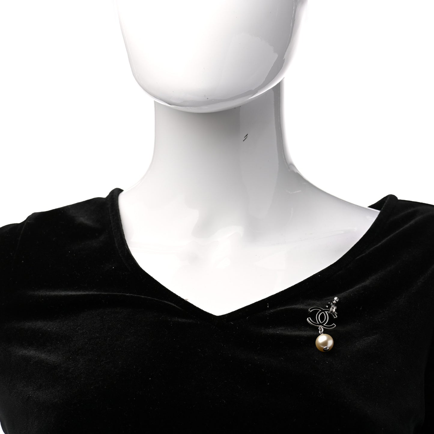 Pearl Resin Coco Pin Brooch Black Ivory