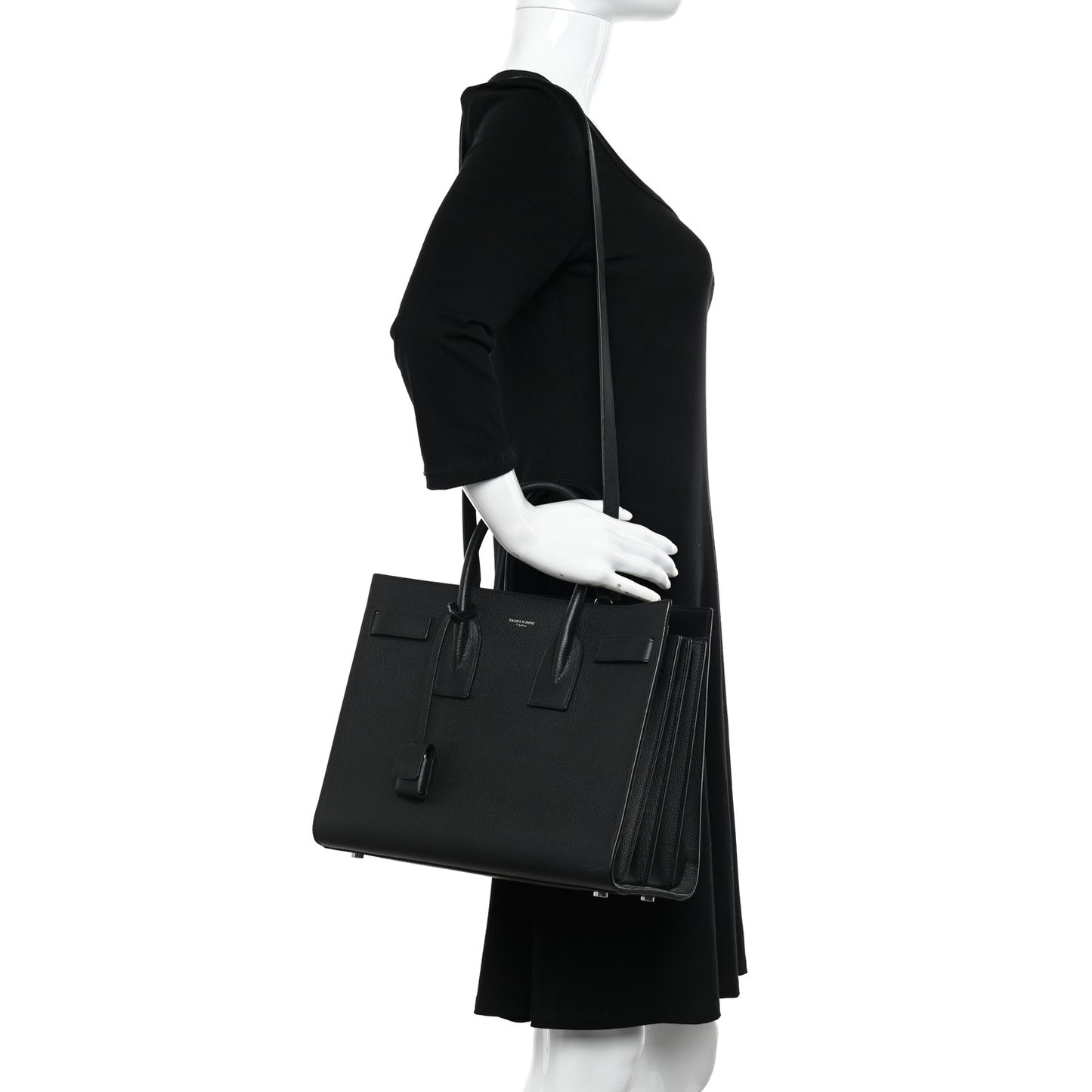 Grained Calfskin Small Sac De Jour Black