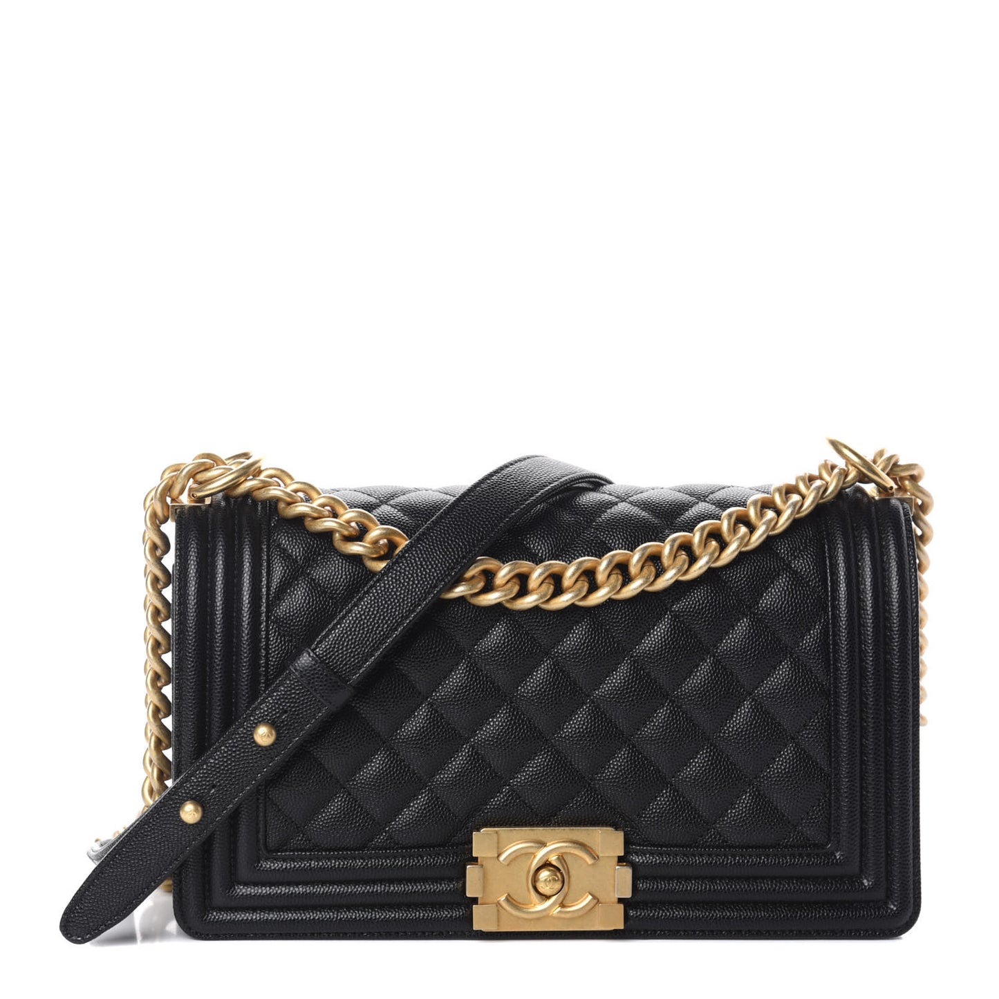 Caviar Quilted Medium Boy Flap Black