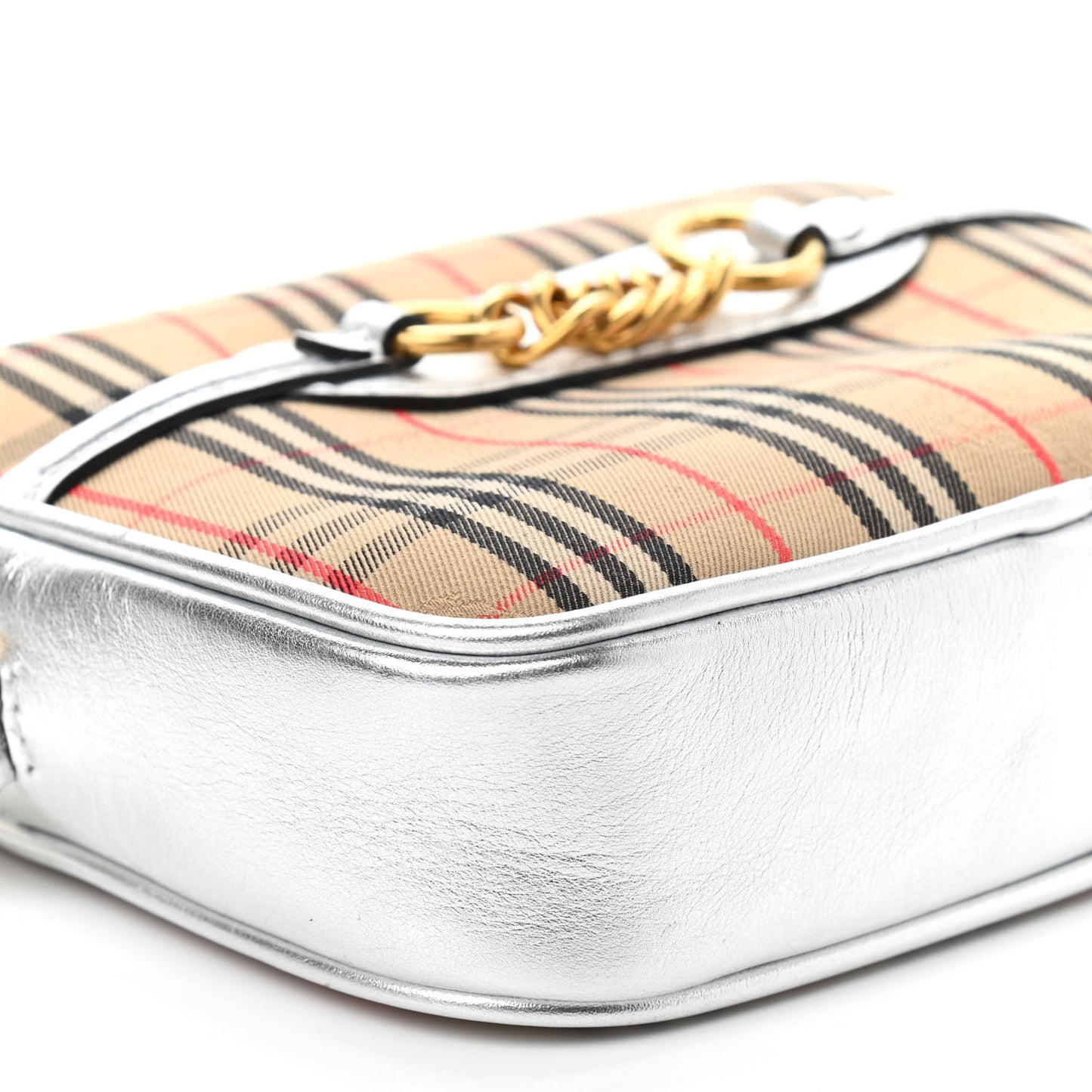 Metallic Smooth Calfskin 1983 Knight Check Link Bum Bag Silver