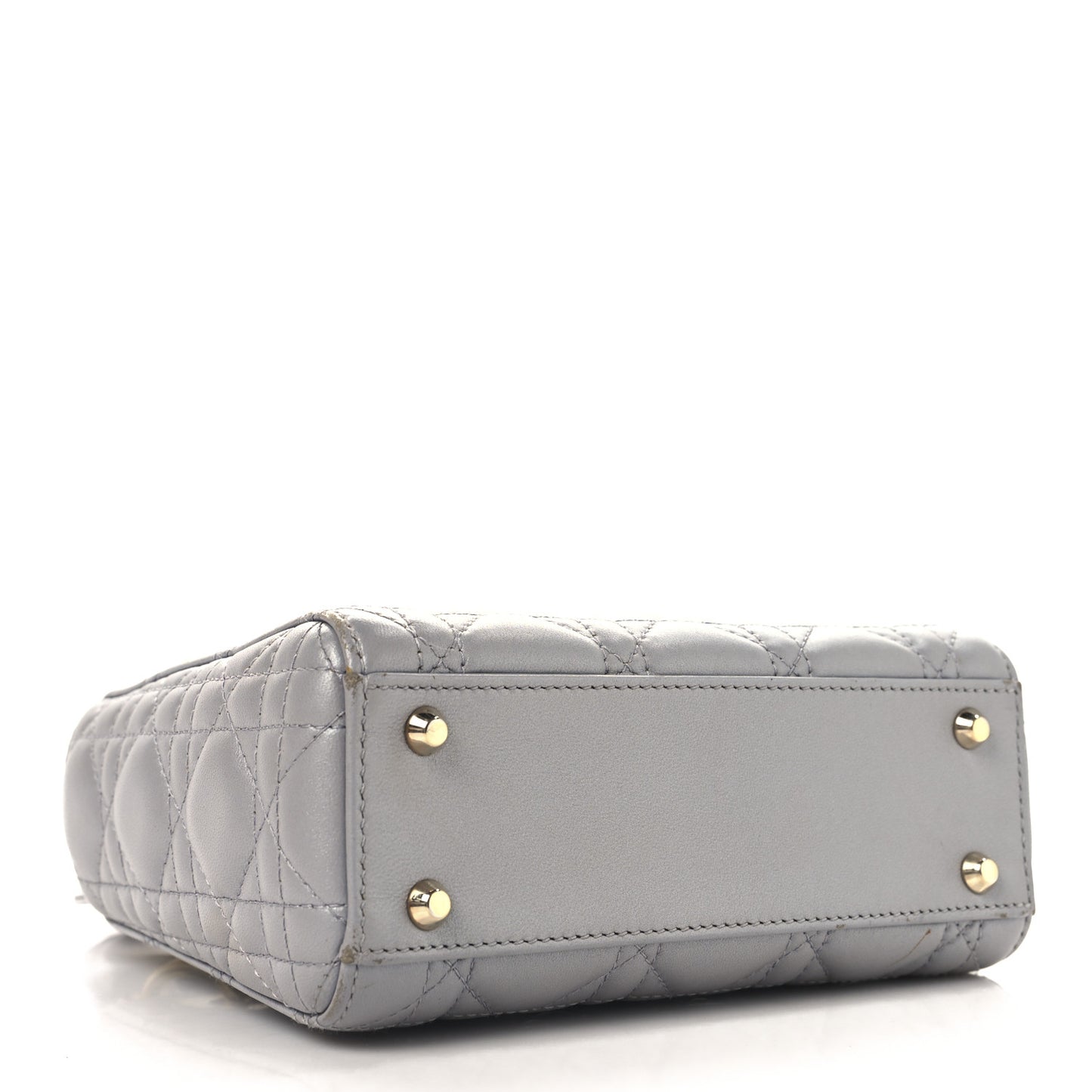 Metallic Lambskin Cannage Mini Lady Dior Grey