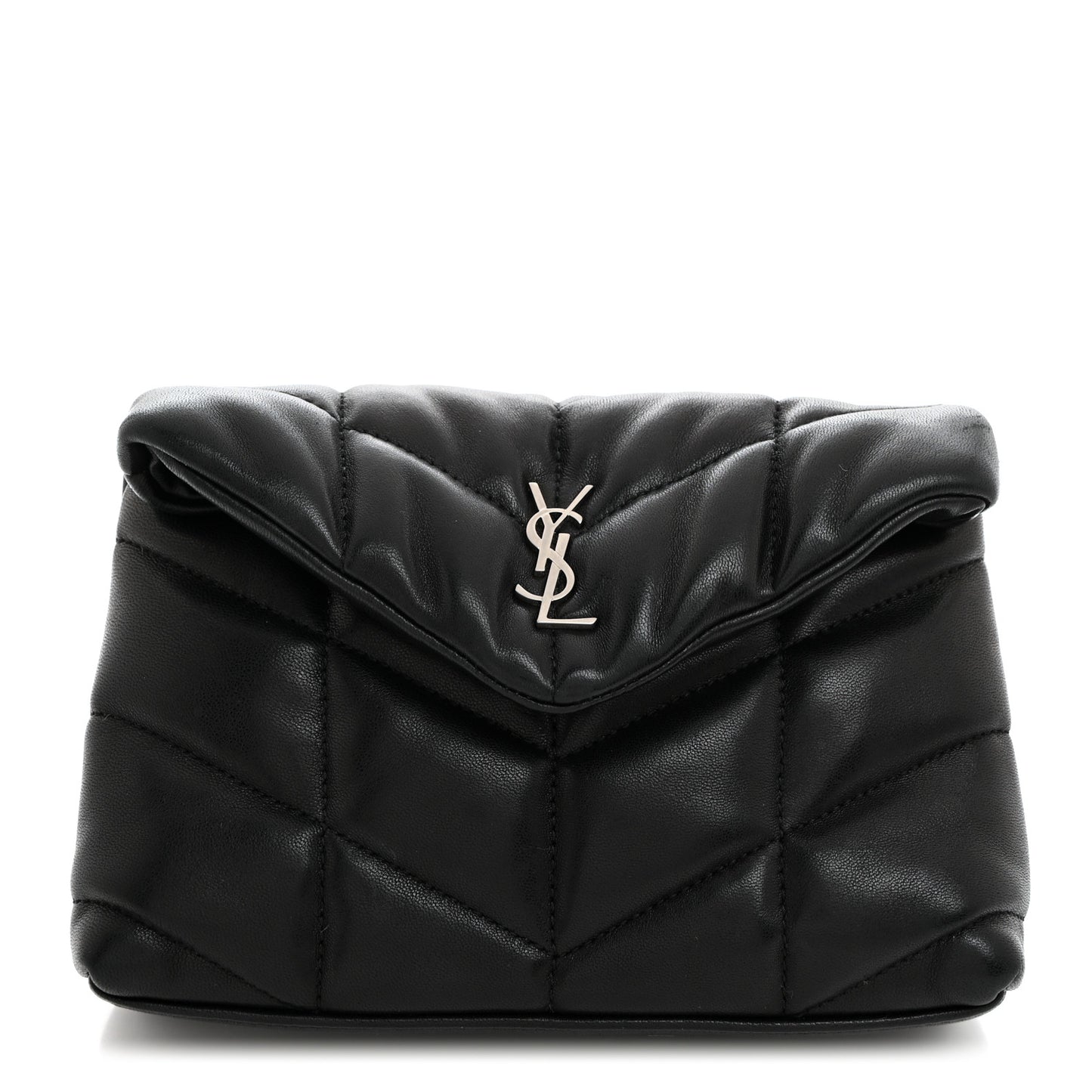 Lambskin Monogram Loulou Puffer Pouch Clutch Black