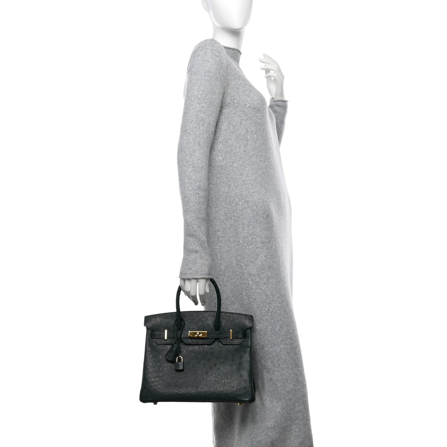Ostrich Birkin 30 Vert Titien