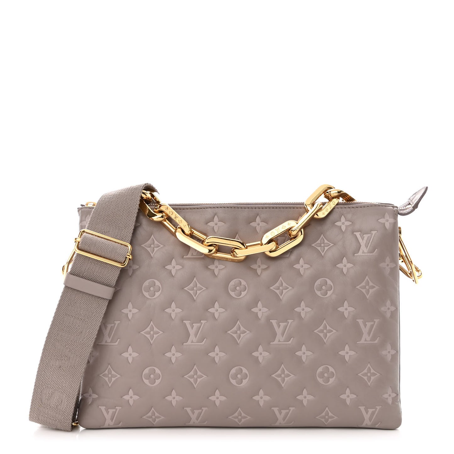 Lambskin Embossed Monogram Coussin MM Grey