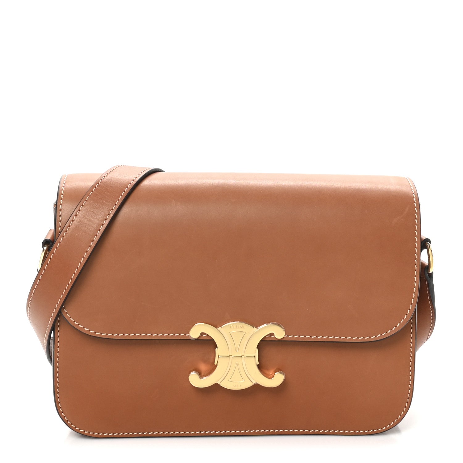 Celine Natural Calfskin Medium Triomphe Tan 1764666 – FASHIONPHILE