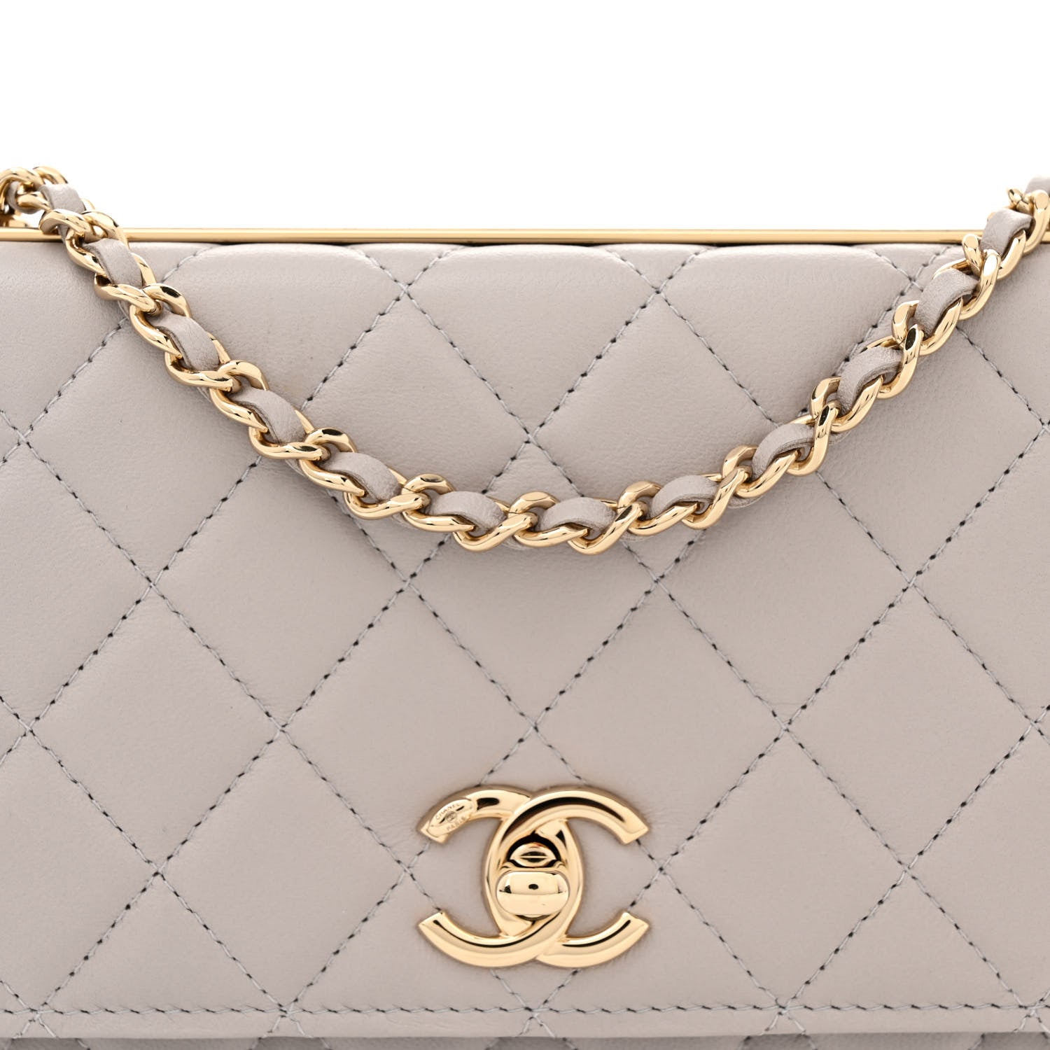 Chanel Lambskin Quilted Trendy CC Wallet On Chain WOC Grey 8 of 11