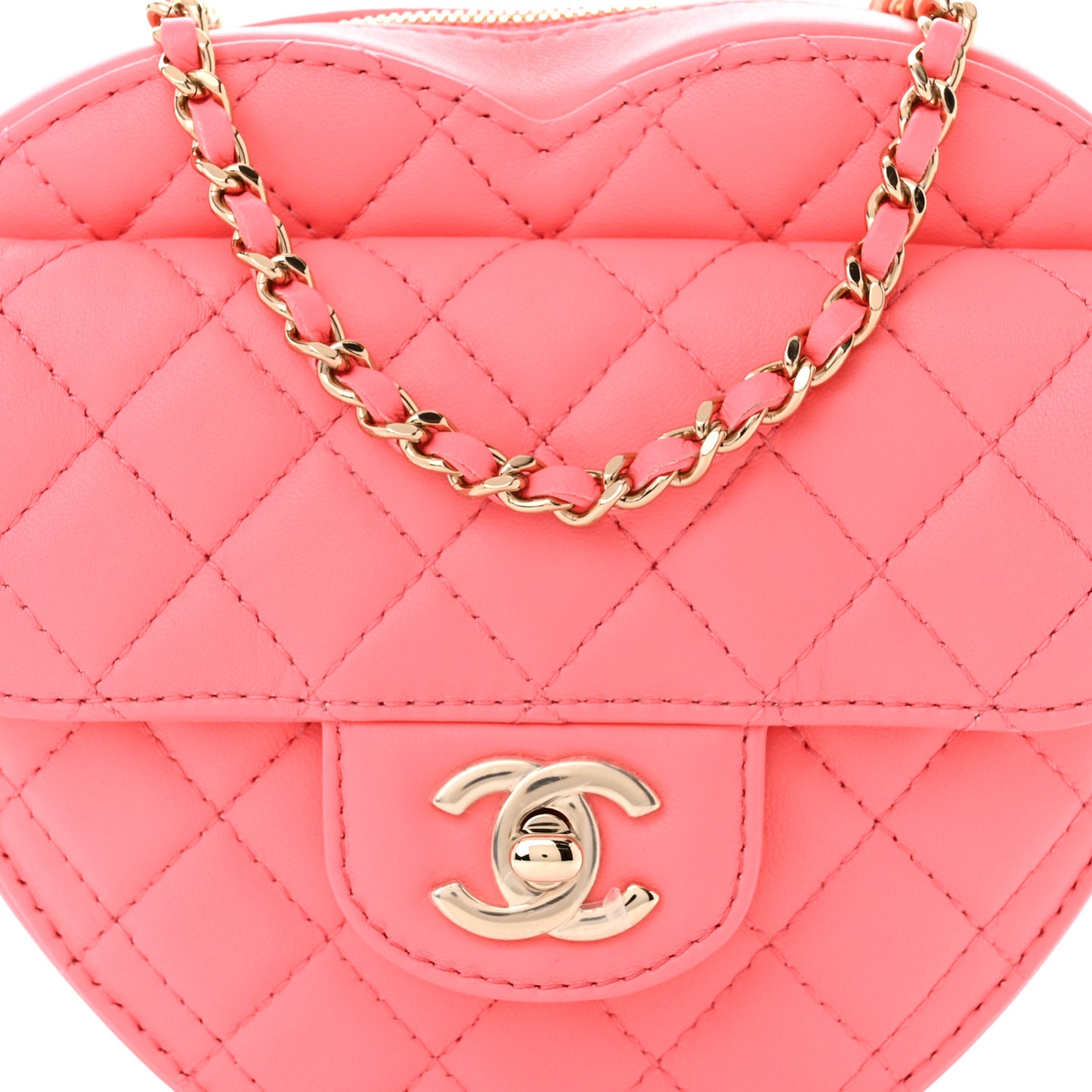 Lambskin Quilted CC In Love Heart Bag Pink