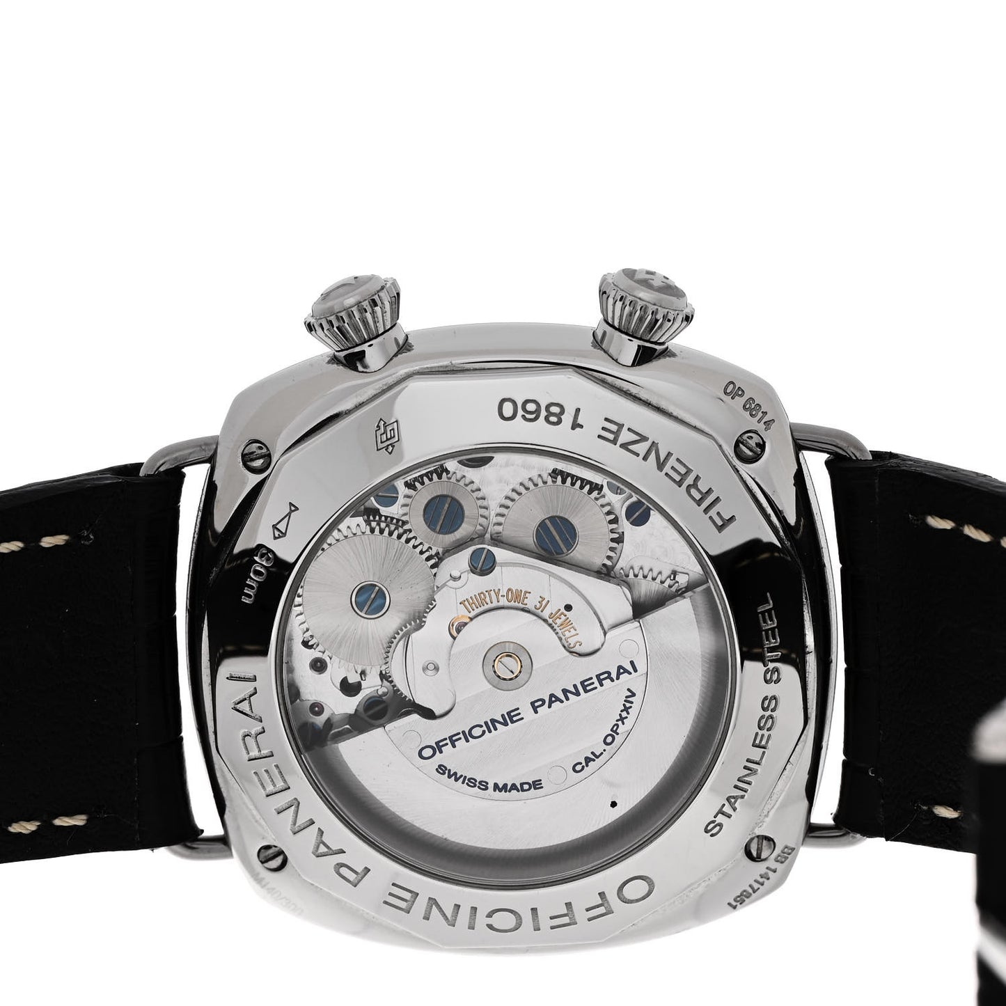 Stainless Steel Alligator 42mm Radiomir GMT Automatic Watch Black PAM00355