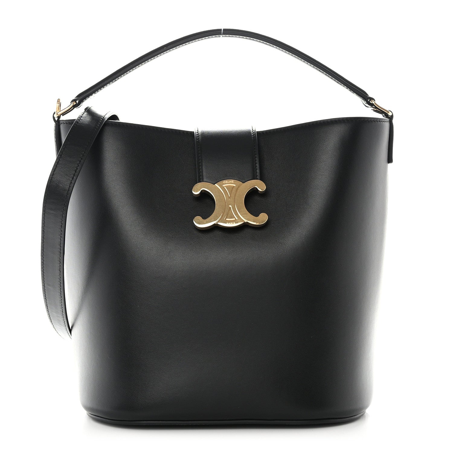 Celine Smooth Calfskin Triomphe Medium Louise Bag Black 1522214