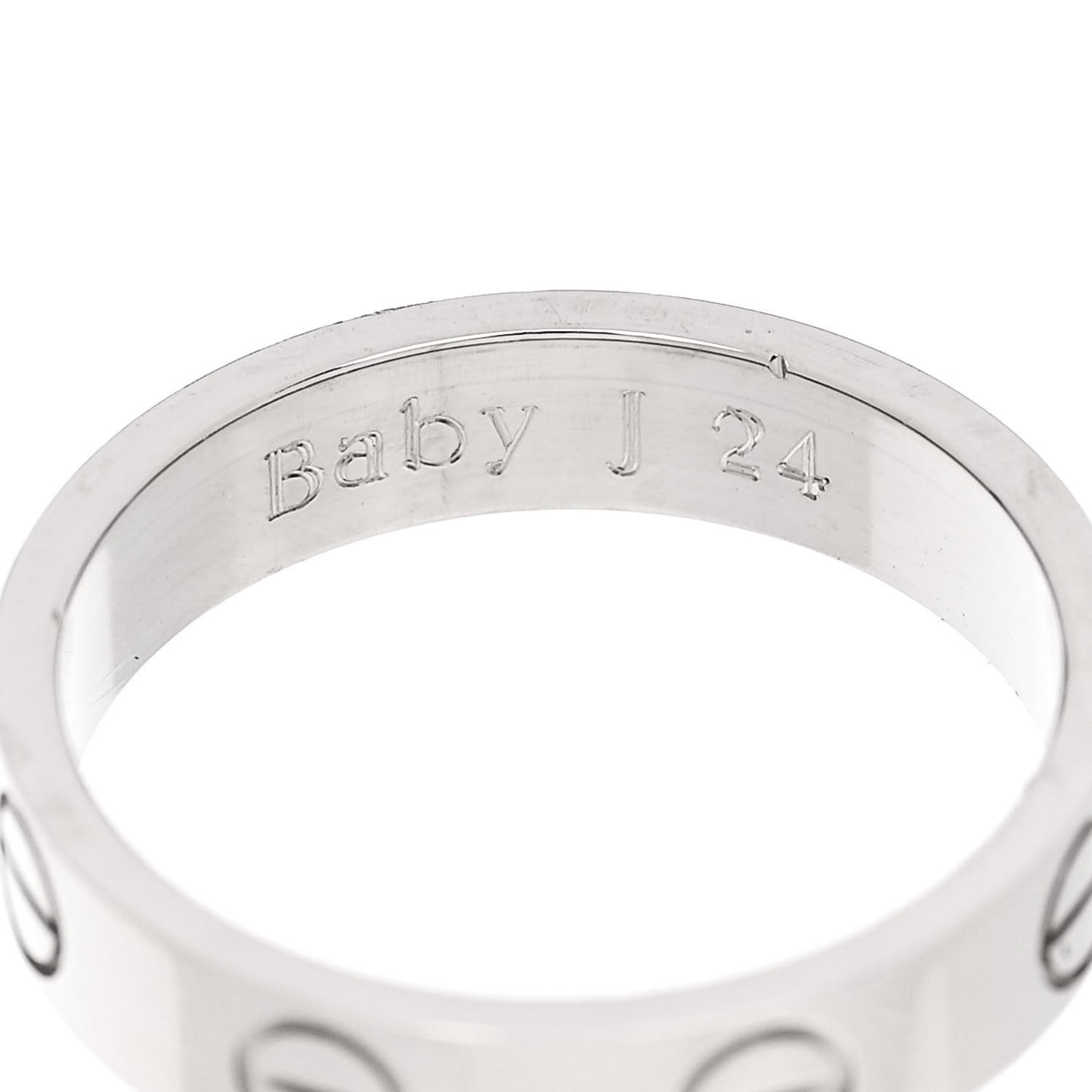 18K White Gold 3.5mm LOVE Wedding Band Ring 46 3.75