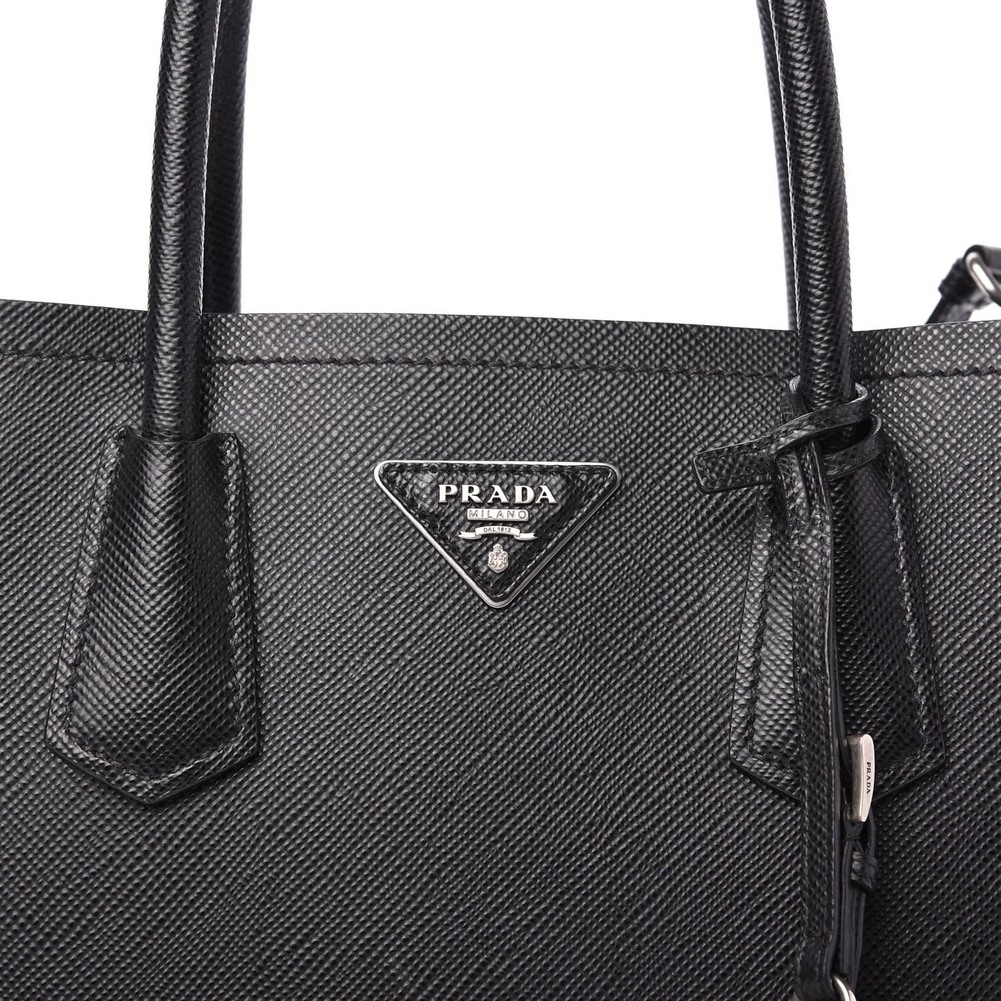 Saffiano Cuir Small Double Bag Black Chrome