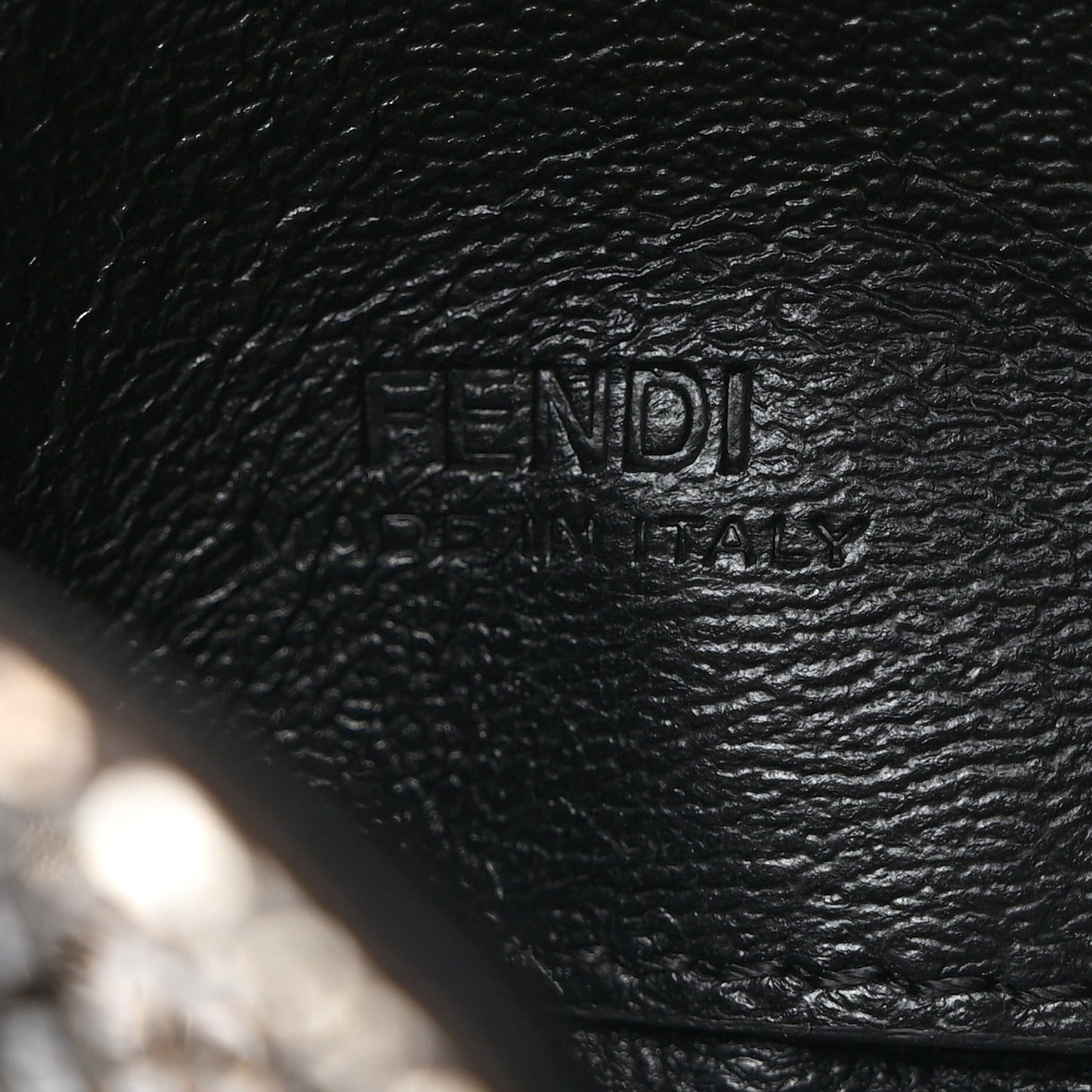 Crystal Vitello King FF Beaded Nano Baguette Charm Moro Black