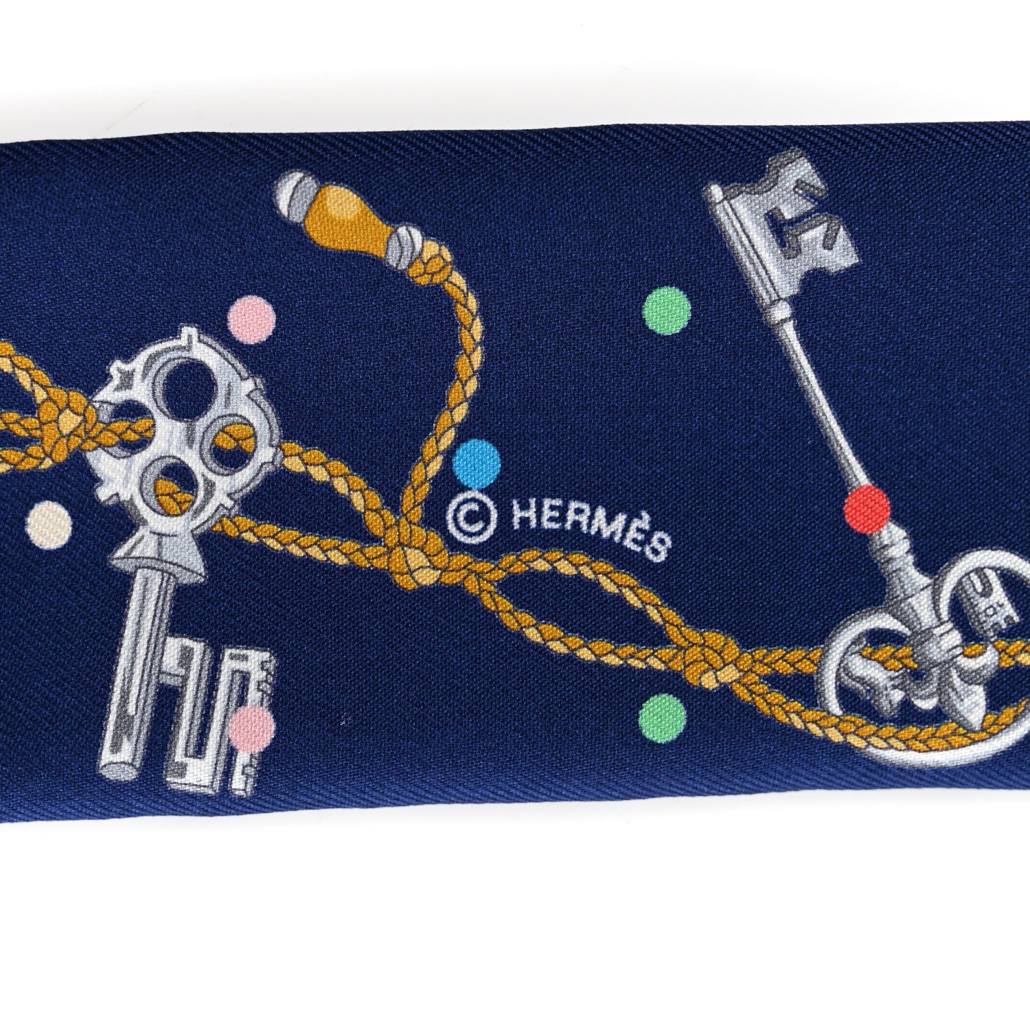 Hermes Silk Les Cles A Pois Twilly Marine Gris Argent 4 of 4