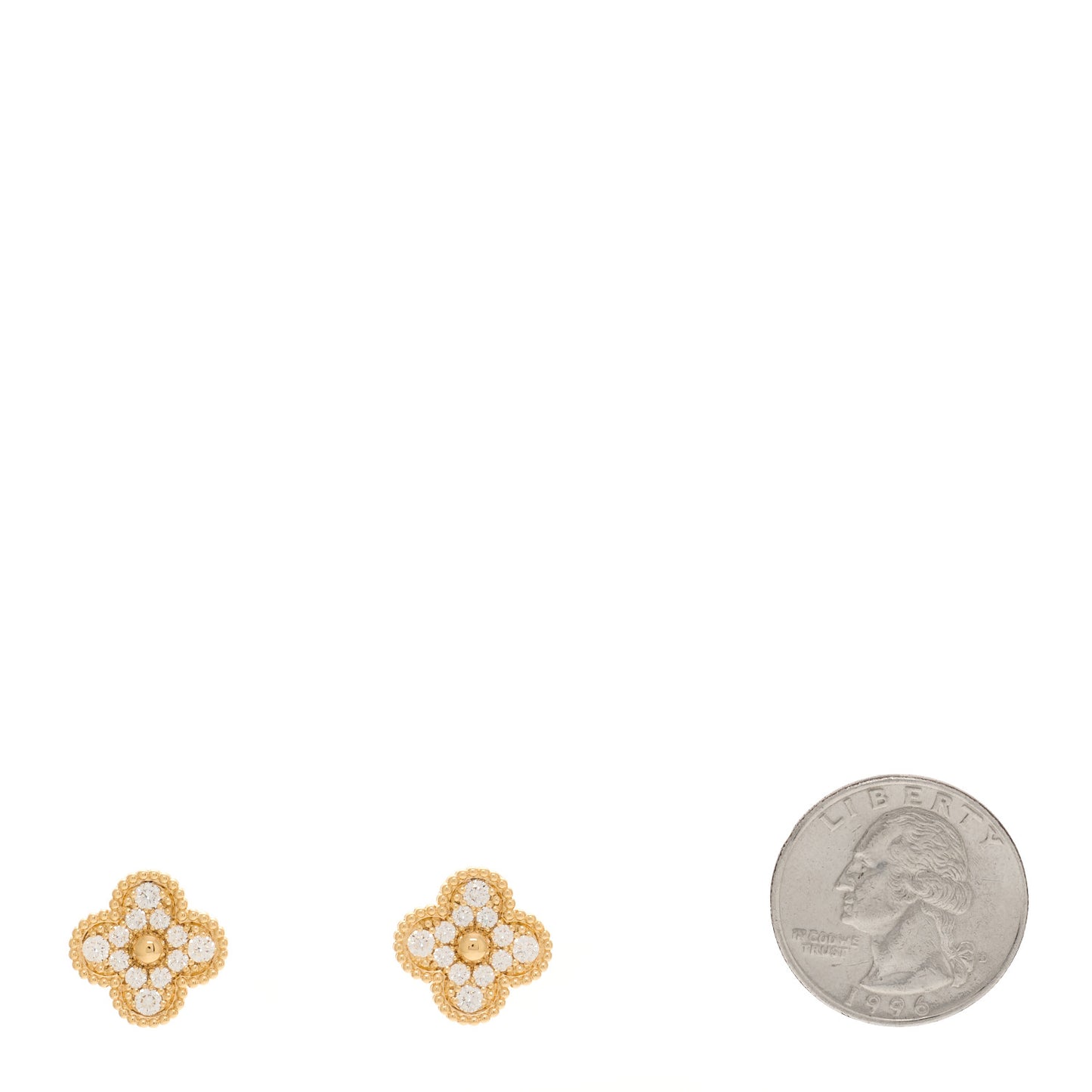 18K Yellow Gold Diamond Vintage Alhambra Earrings