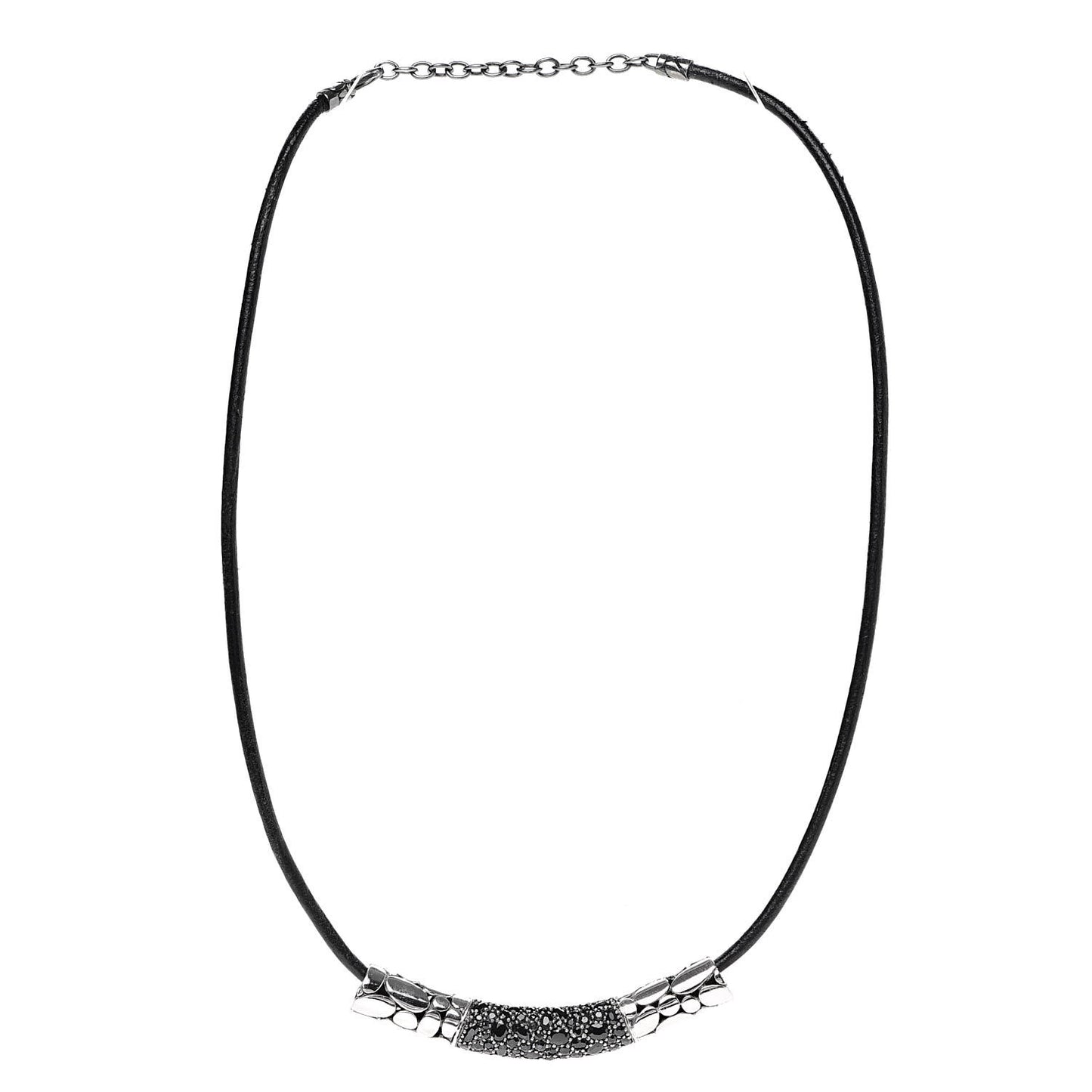 Sterling Silver Black Sapphire Kali Slide Pendant Cord Necklace