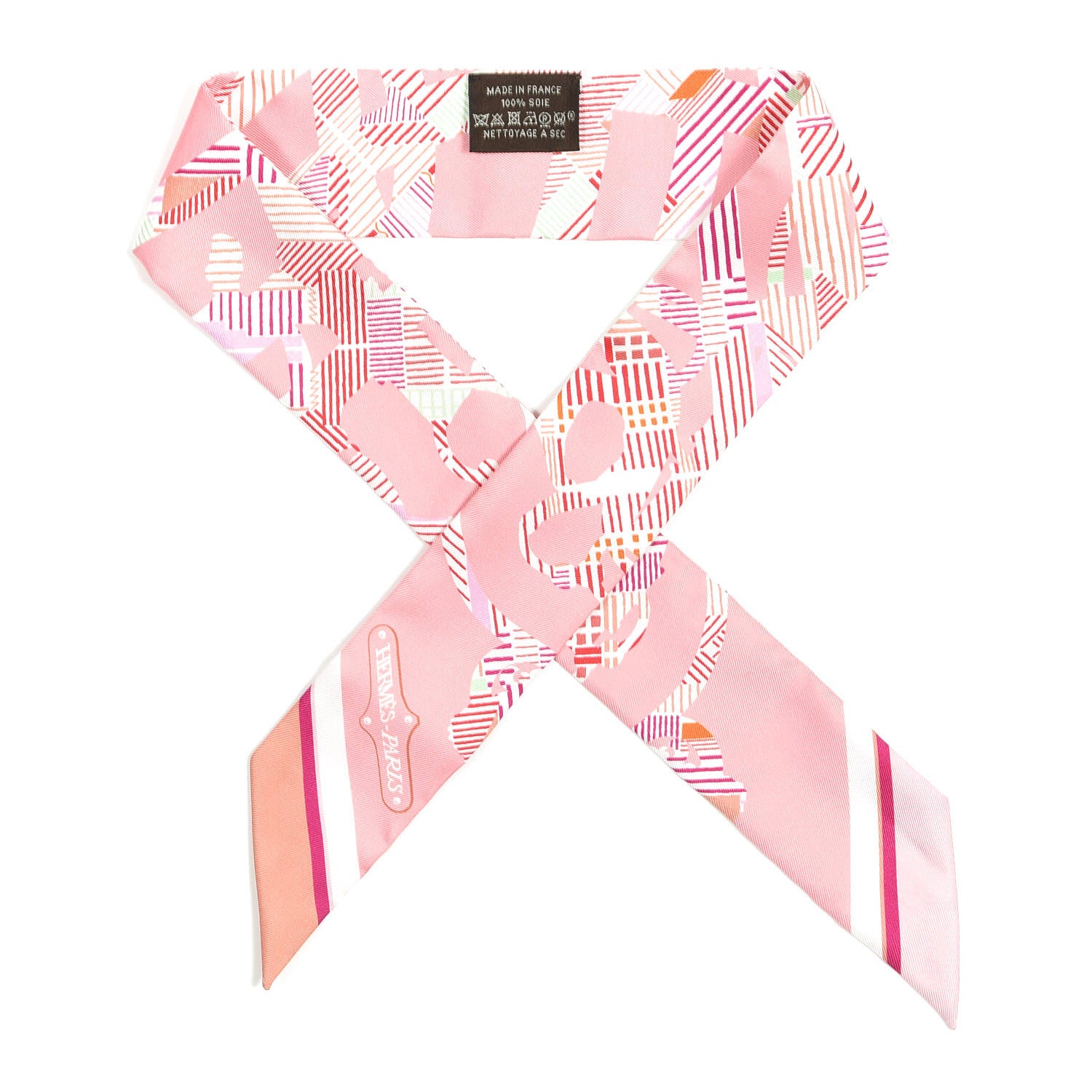 Hermes Silk Cavalcadour Morning Twilly Rose Vert Terracotta 1 of 4