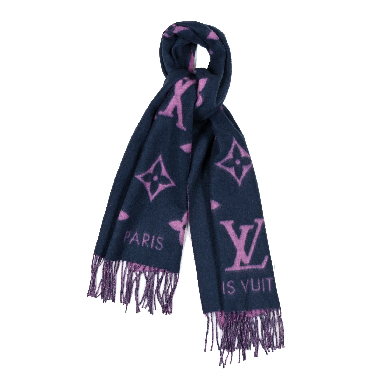 Louis Vuitton Cashmere Monogram Reykjavik Scarf Purple Pink