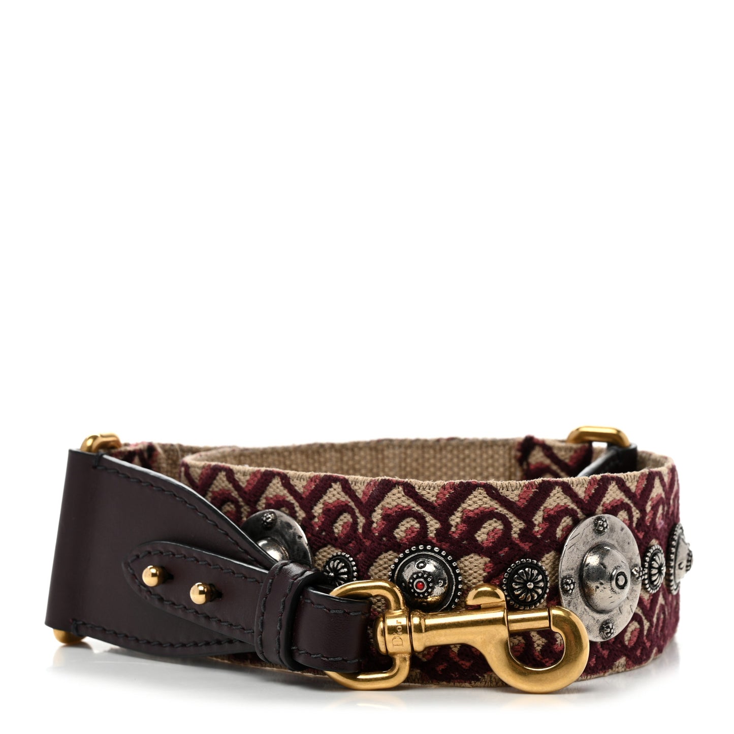 Oblique Studded Shoulder Strap Burgundy