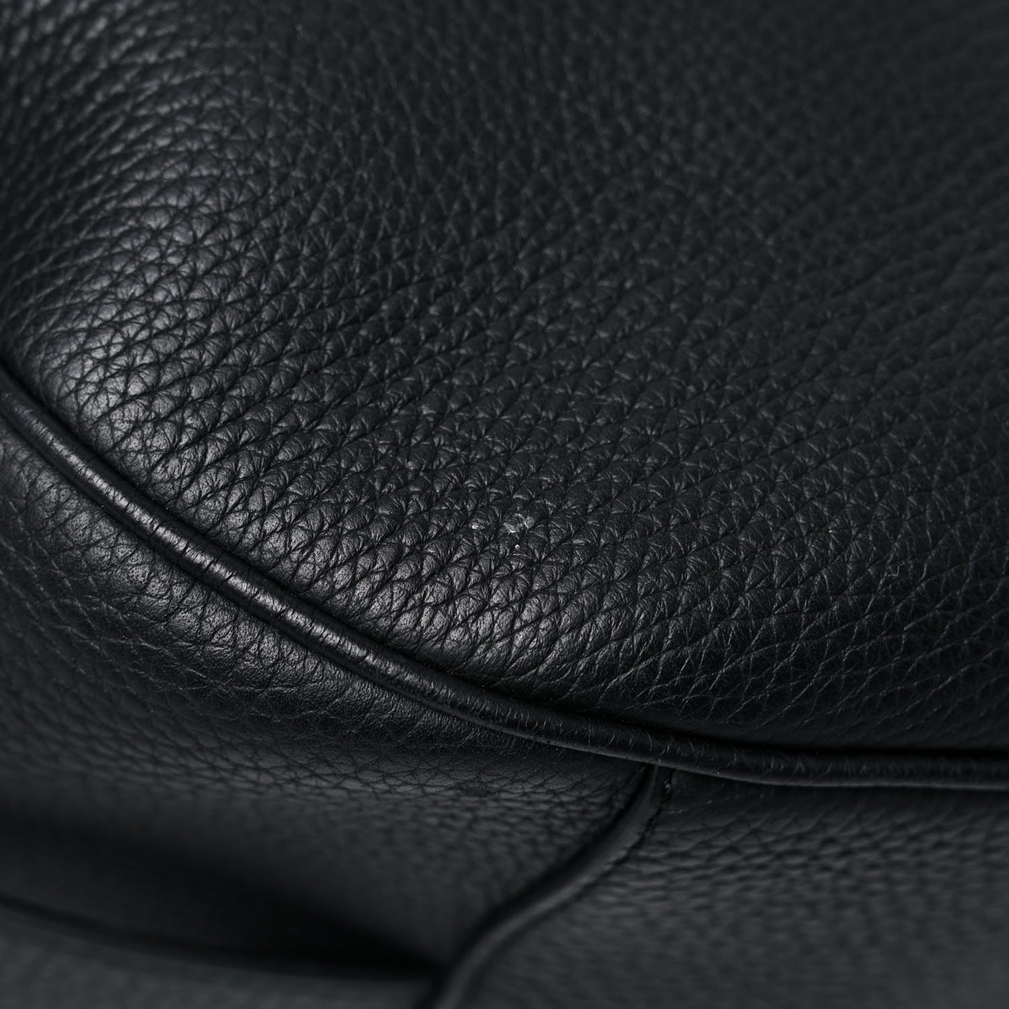 Grained Calfskin Saddle Soft Bag Black
