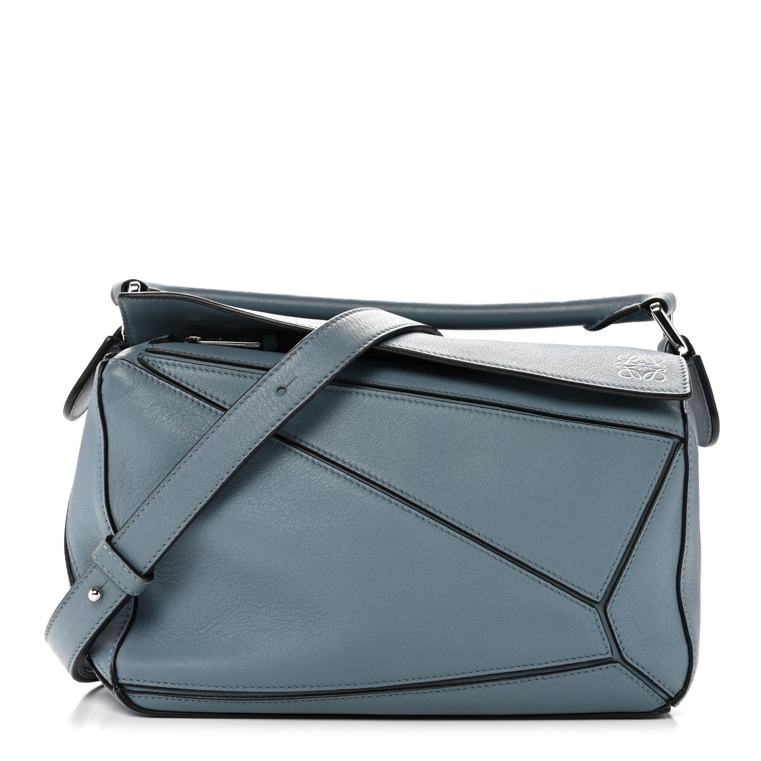 Loewe Calfskin Small Puzzle Bag Stone Blue 1893595 – FASHIONPHILE