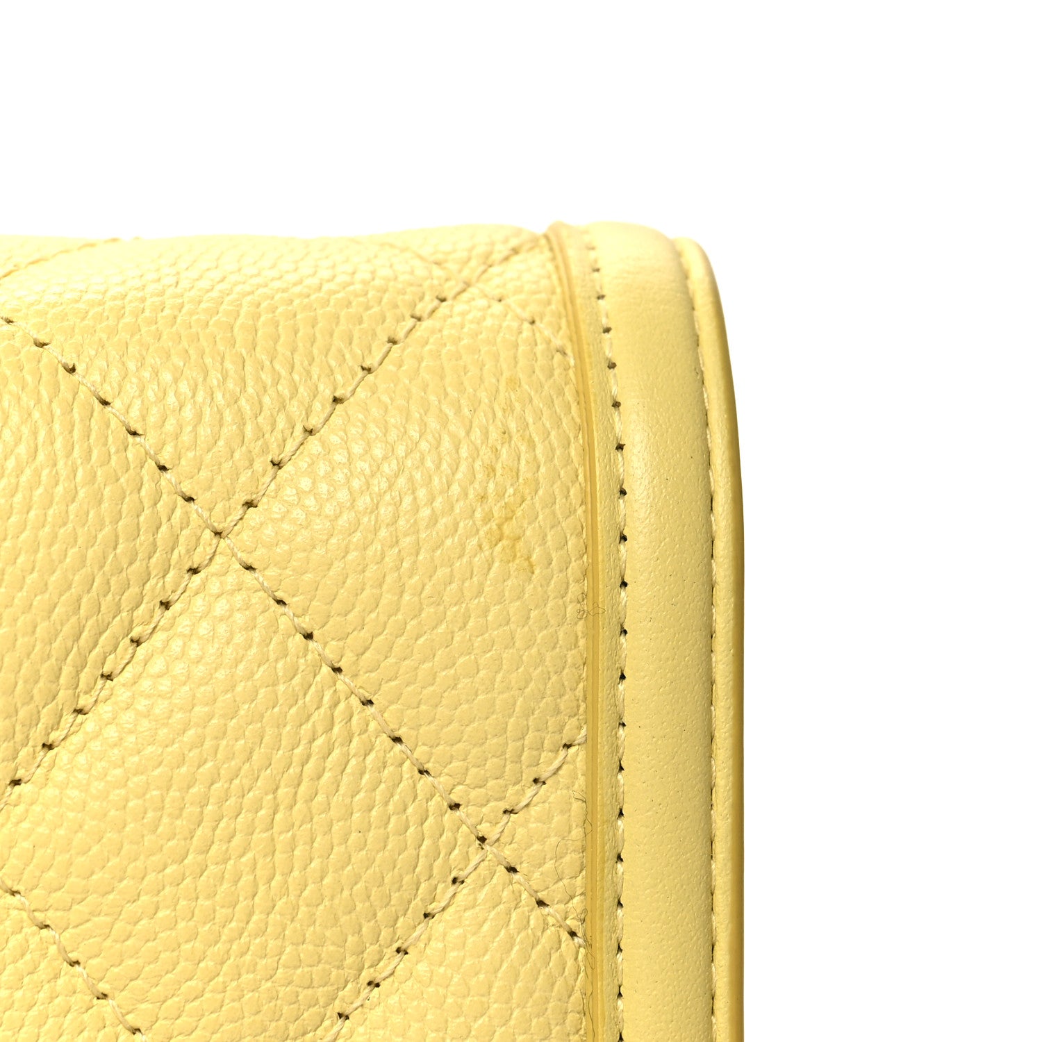 Chanel Caviar Quilted CC Filigree Wallet On Chain WOC Yellow 13 of 14