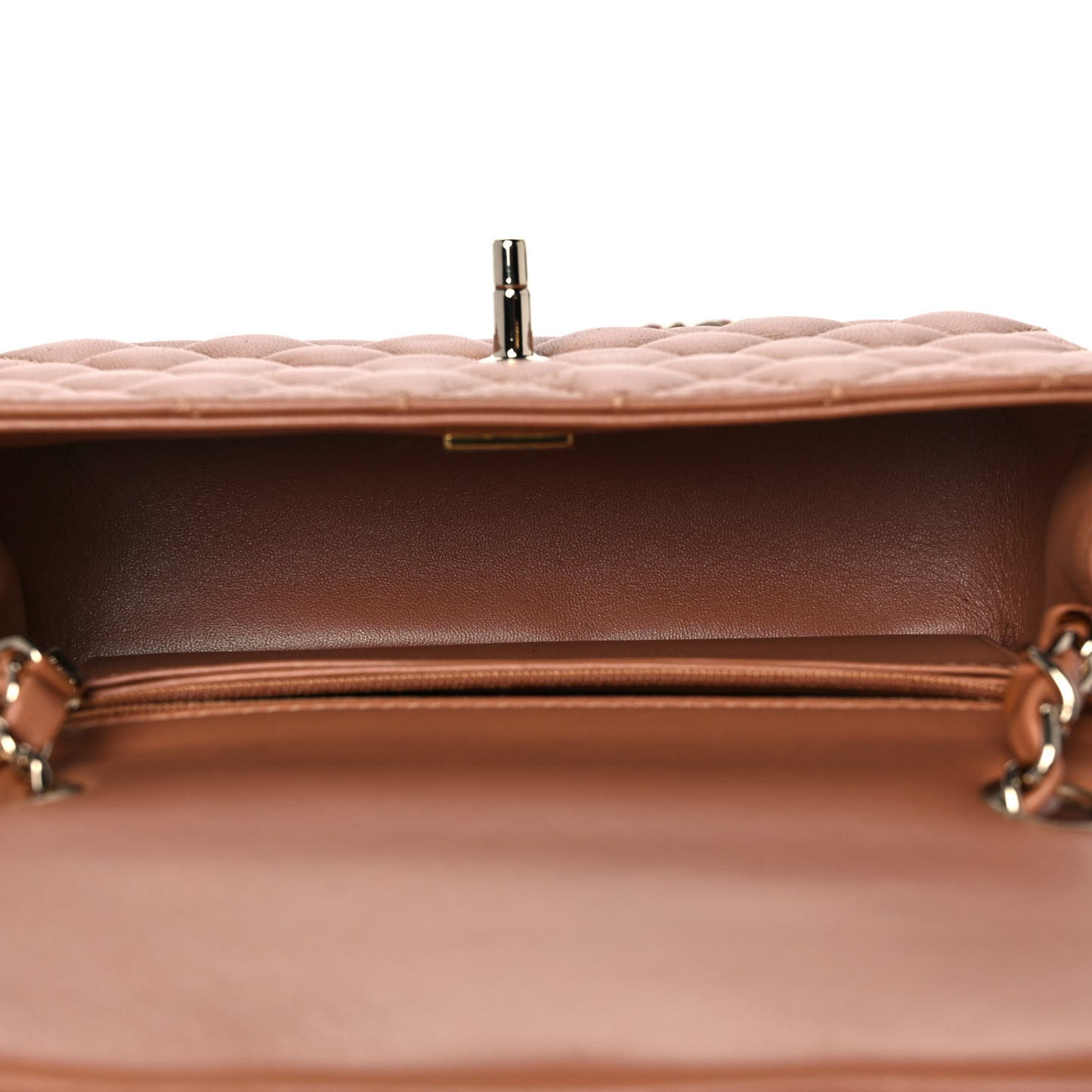 Lambskin Quilted Mini Rectangular Flap Brown