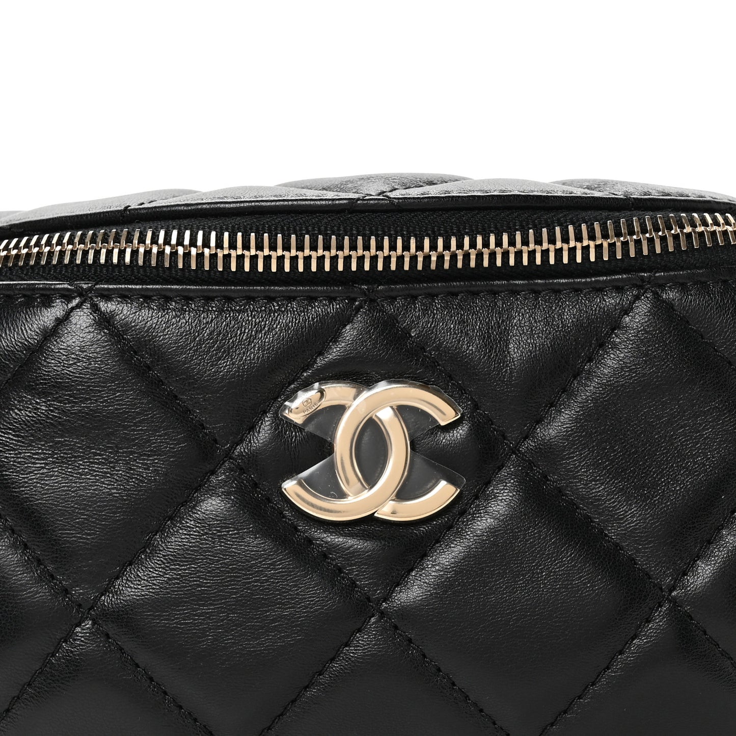 Lambskin Quilted Waist Bag Fanny Pack Black