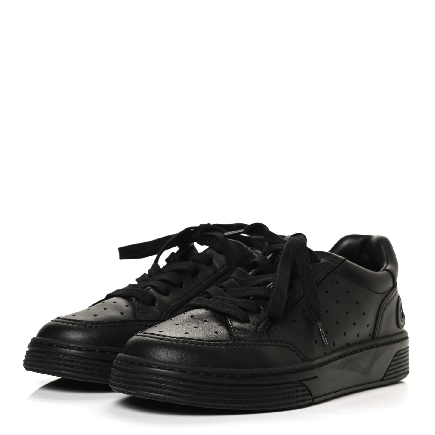 Calfskin Womens Logo Sneakers 35.5 Black