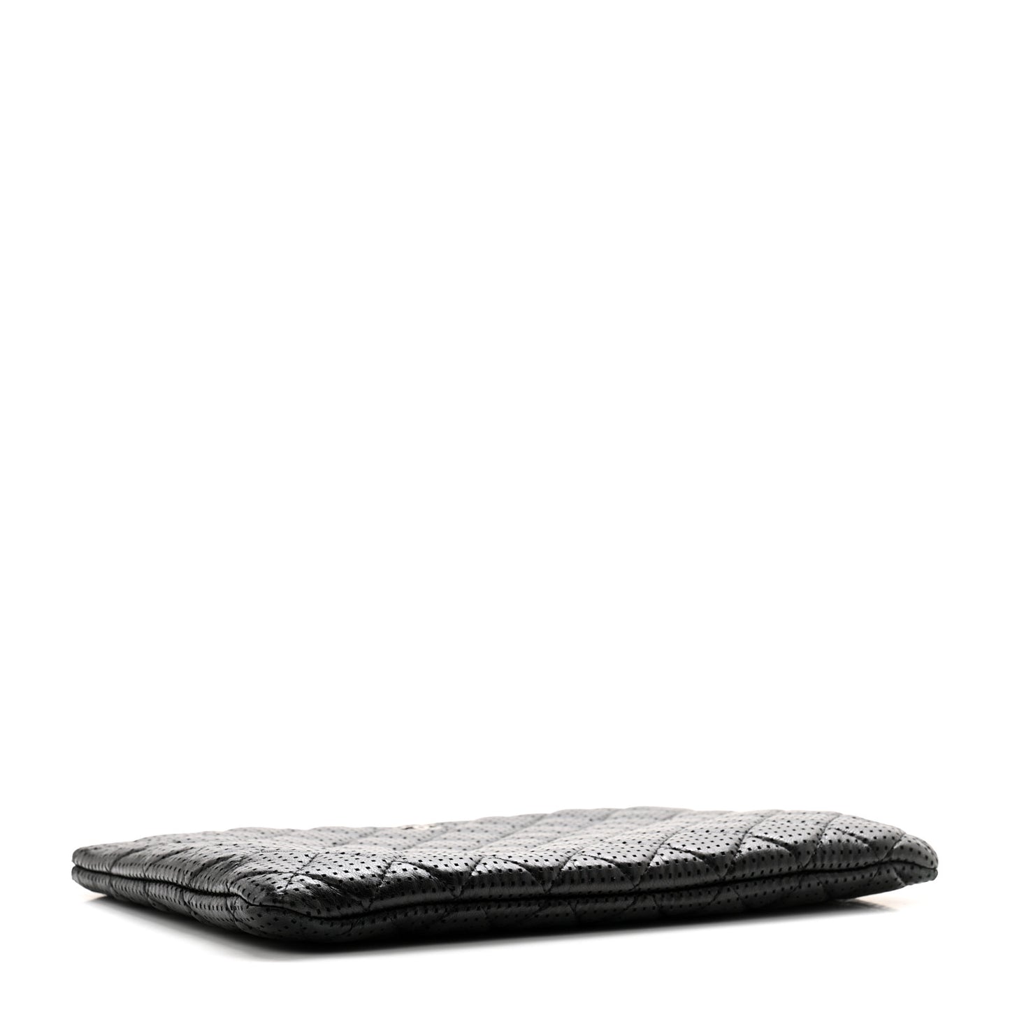 Perforated Lambskin Quilted Medium Cosmetic Case Black