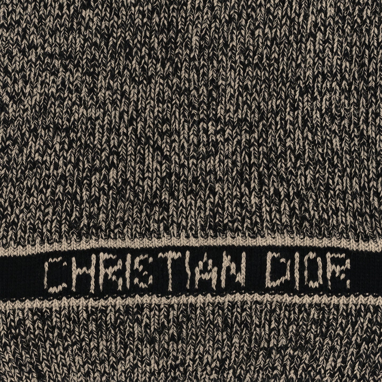 Wool Cashmere Logo Scarf Beige Black