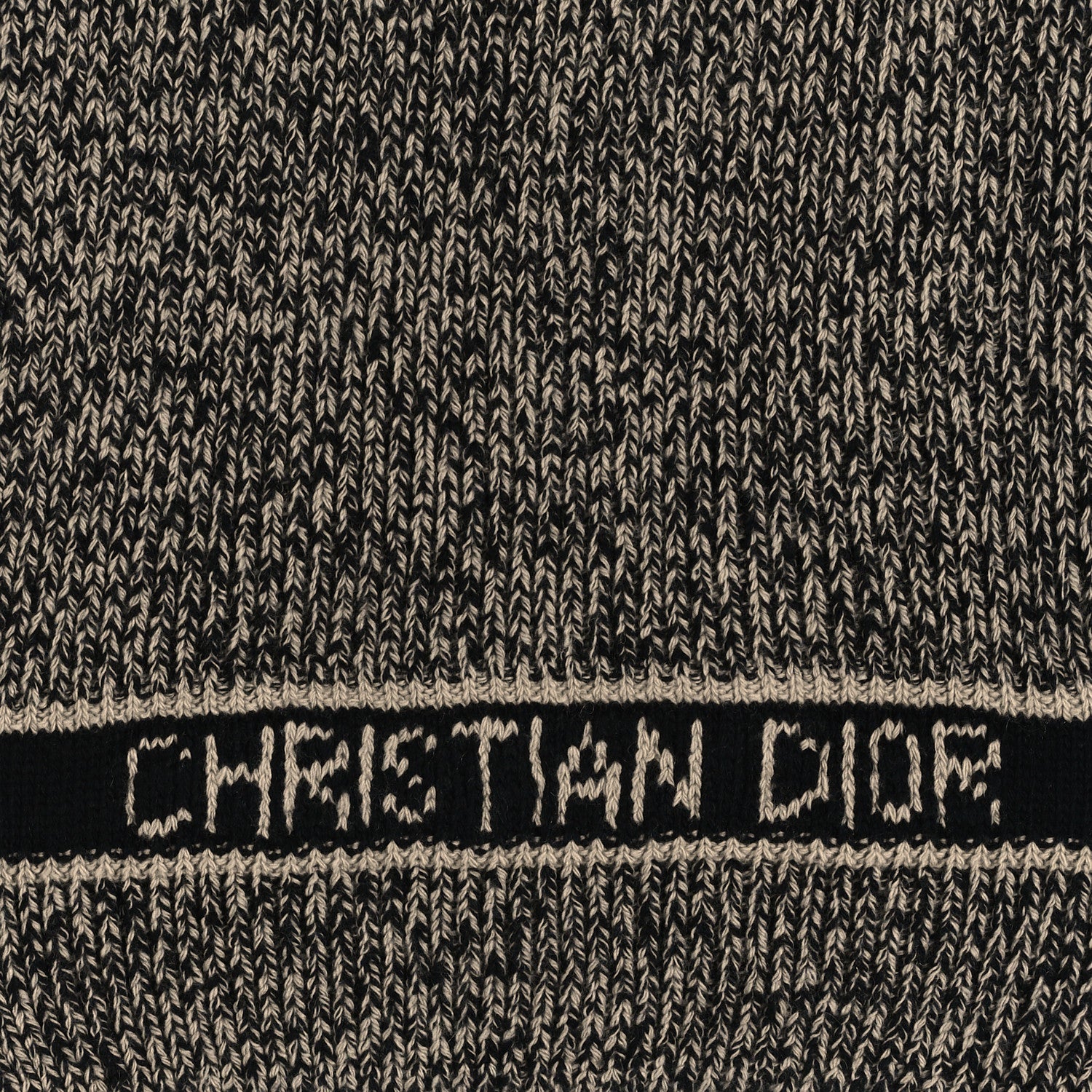 Christian Dior Wool Cashmere Logo Scarf Beige Black 3 of 4
