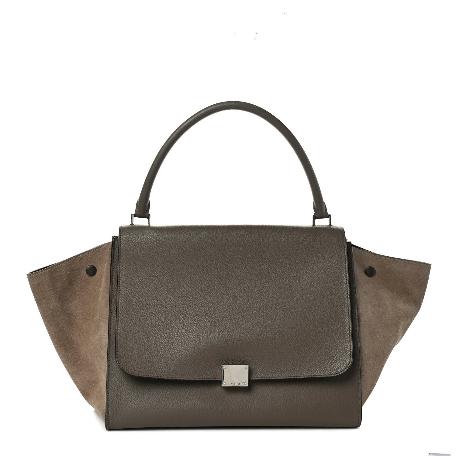 Celine Drummed Calfskin Suede Medium Trapeze Souris 1 of 7
