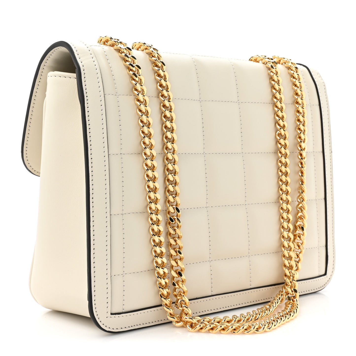 Calfskin Quilted Small Deco Shoulder Bag Mystic White