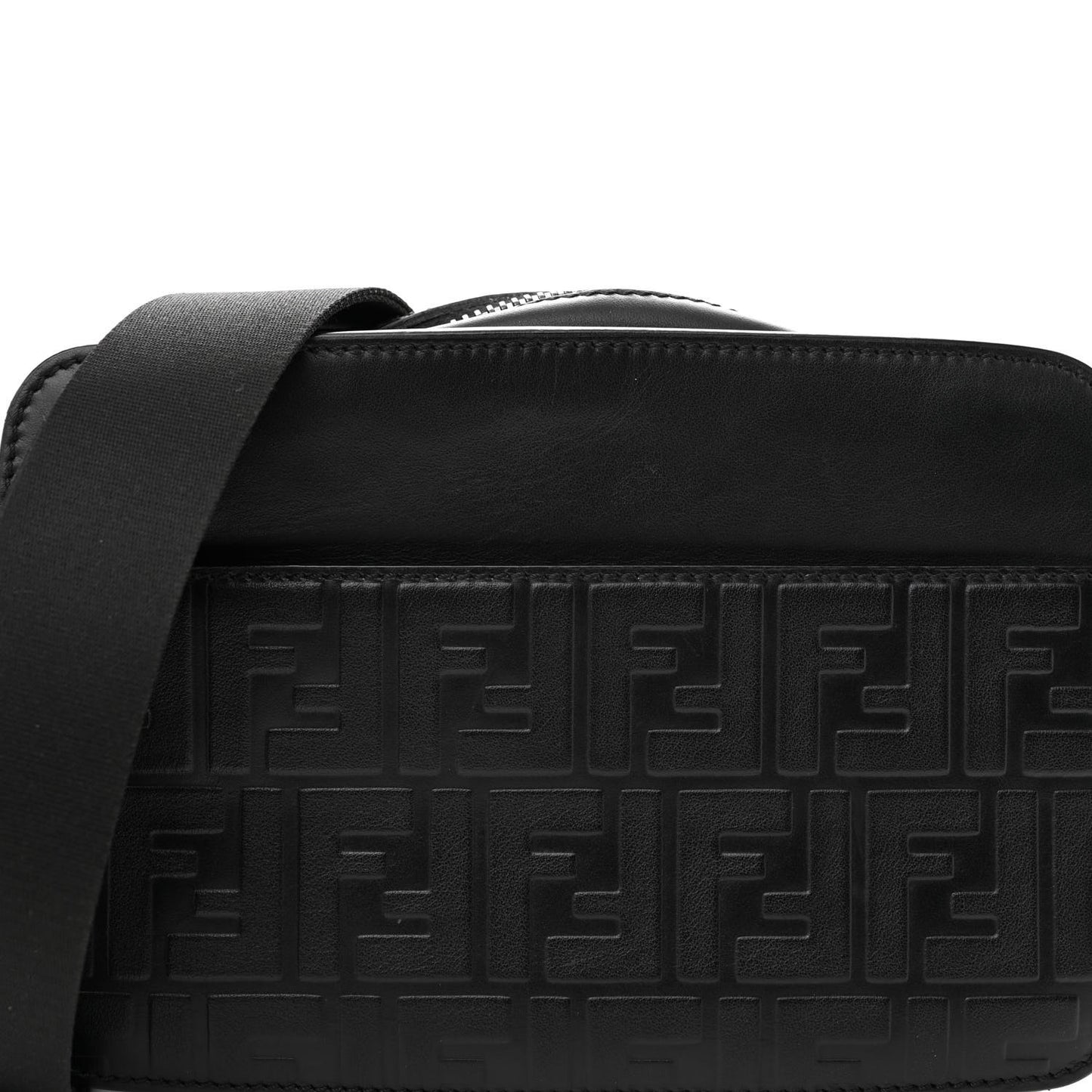 Vitello Century Grace FF Embossed Shoulder Clutch Black