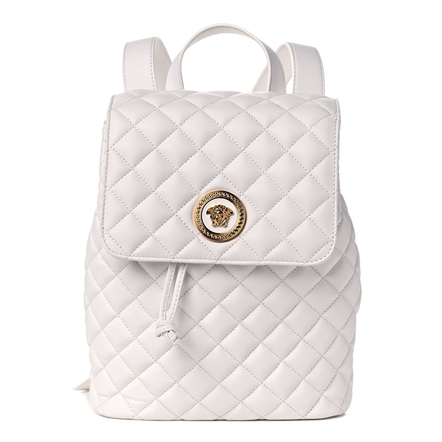 Calfskin Quilted Medusa Backpack White